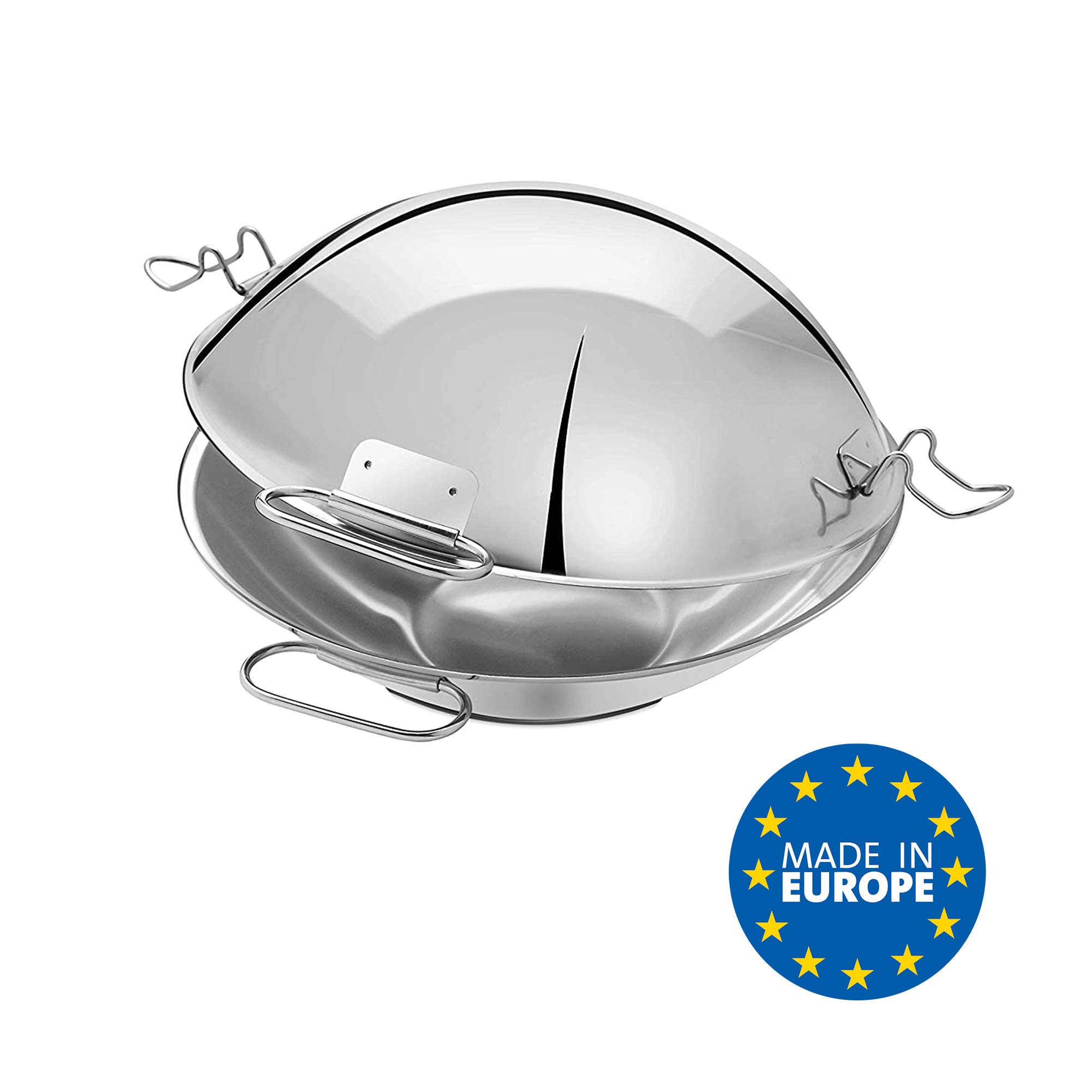 ART32804 Stainless Steel Cataplana Casserole Dish 36cm - Perfect for Seafood Stews, Portuguese Cuisine & Stovetop Cooking