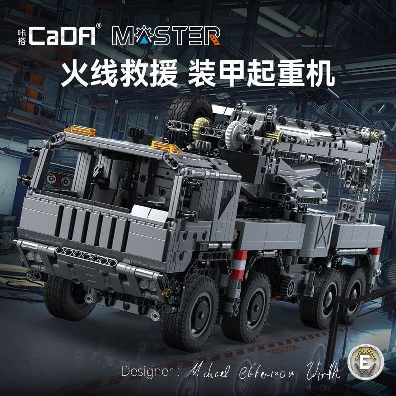 CADA C61507 Military Crane Truck Building Blocks Set - STEM Toy for Kids & Adults - Perfect for Construction Play, Collectors & DIY Enthusiasts | Great Gift for Birthday, Christmas & Army Fans