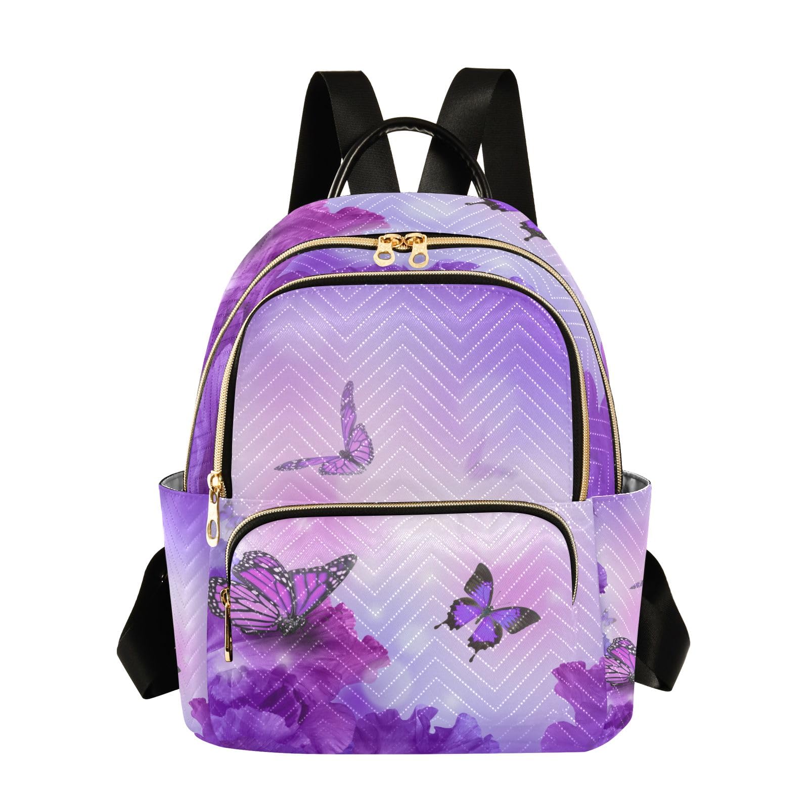ALAZA Women's Anti-Theft Travel Backpack Purse - Stylish Butterfly Purple Flower Design for Work, Casual & Day Trips - Medium Size Shoulder Bag Perfect for Commuting, Shopping & Weekend Getaways