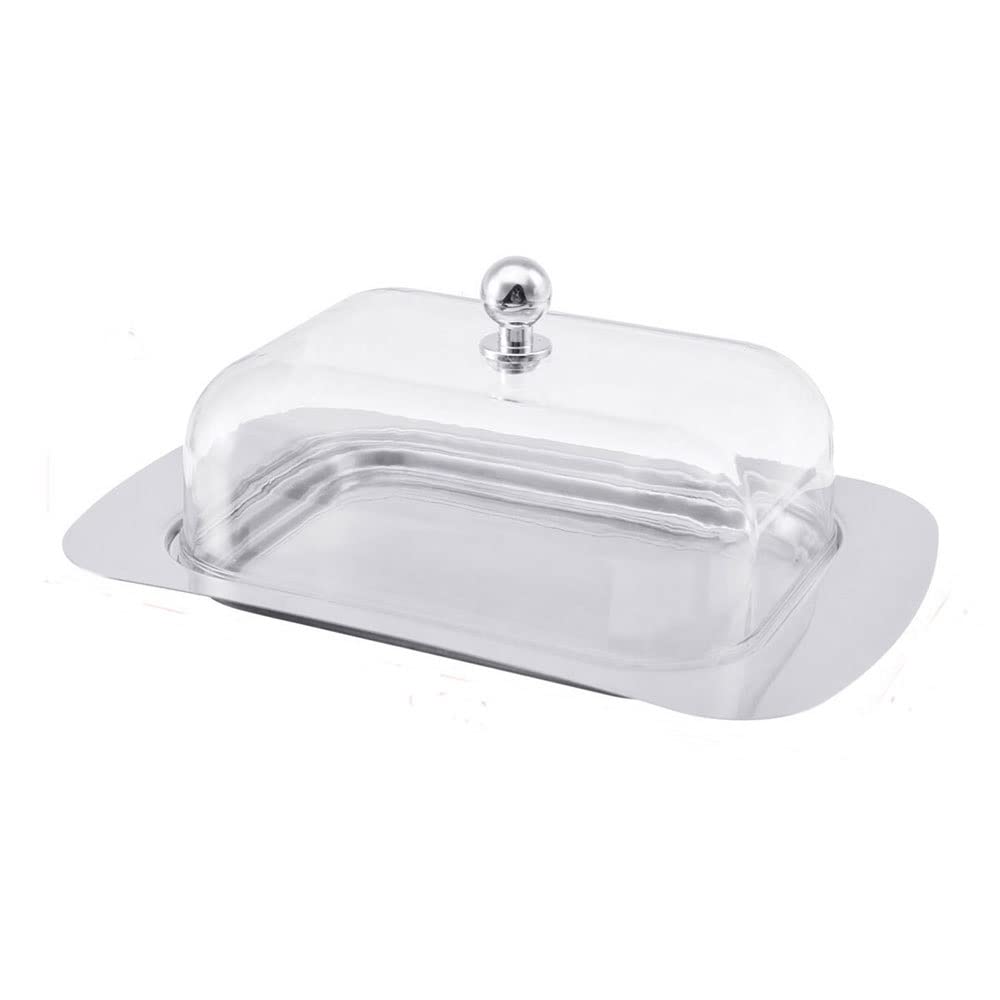 Clear Lid Butter Dish Container - Airtight Cheese & Bread Storage Box with See-Through Cover for Kitchen Counter, Dining Table, and Picnic Use