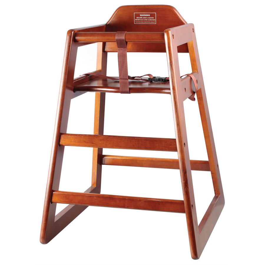 Winco CHH 104 Wooden High Chair - Solid Walnut Baby Dining Chair for Toddlers | Perfect for Home, Restaurant & Nursery Use