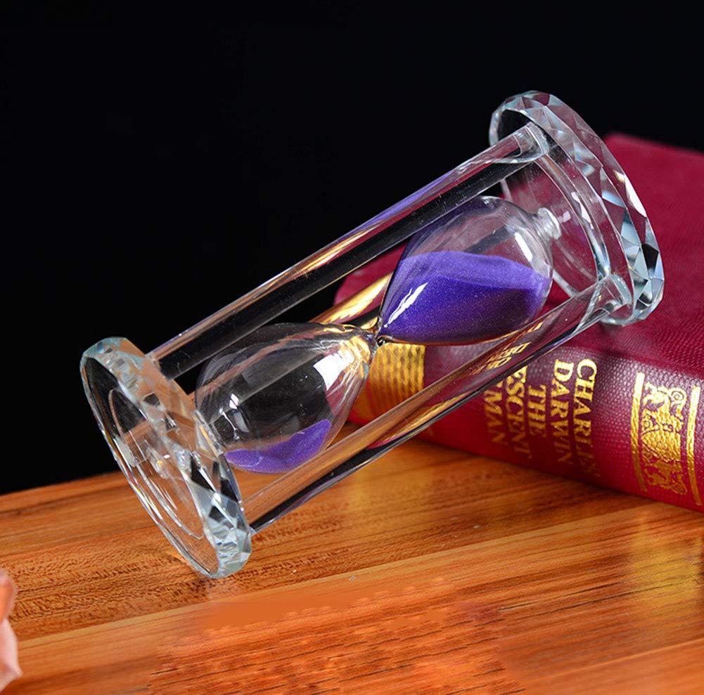 60 Minute Purple Crystal Hourglass Sand Timer - Elegant Kitchen Cooking Timer, Home Office Decor, Unique Christmas & Birthday Gift for Adults & Kids - Perfect for Baking, Meditation, Study & Time Management