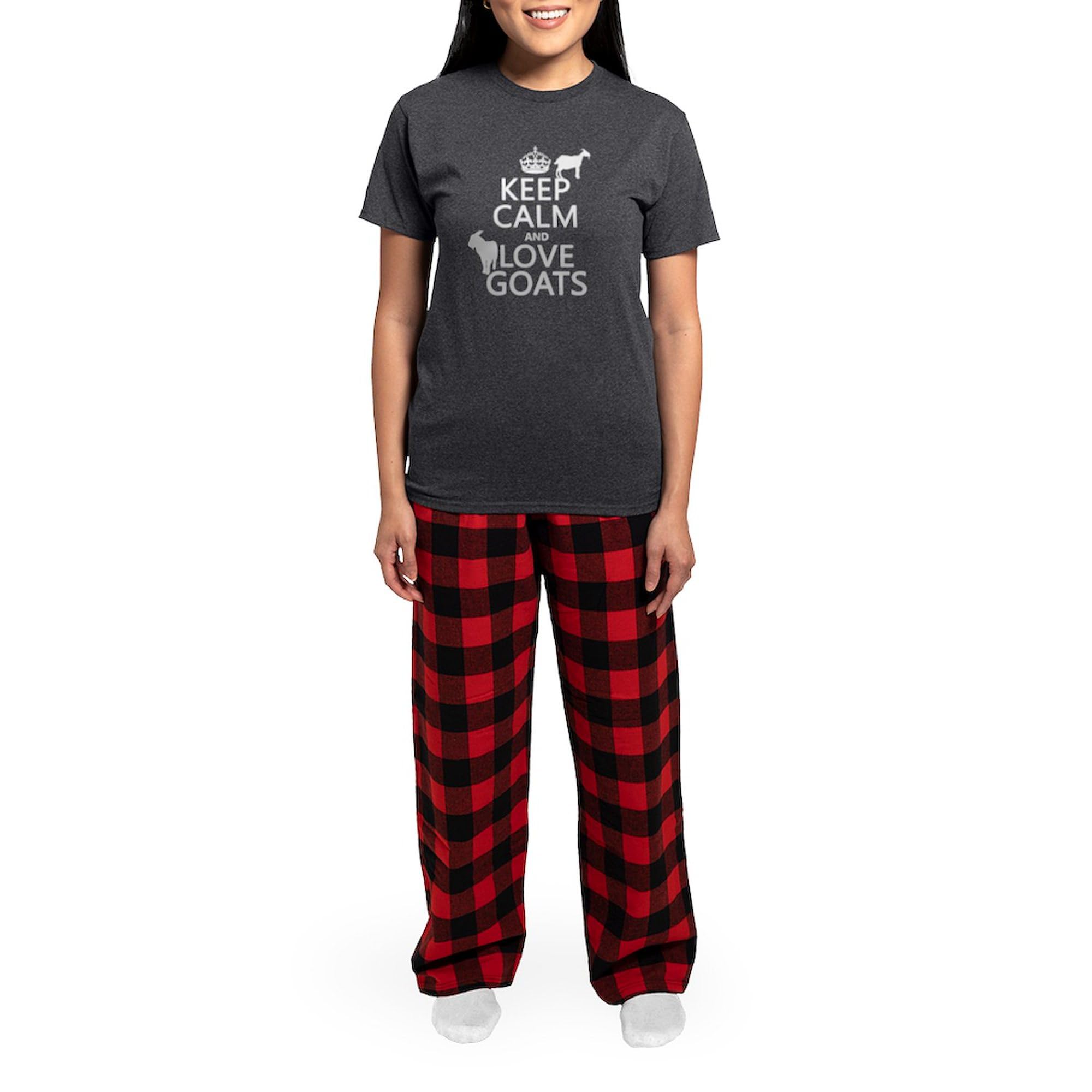 Keep Calm And Love Goats Women's Pajama Set - Cozy Charcoal Lounge Pajamas for Women - Perfect for Sleepwear, Relaxing at Home & Gift Giving