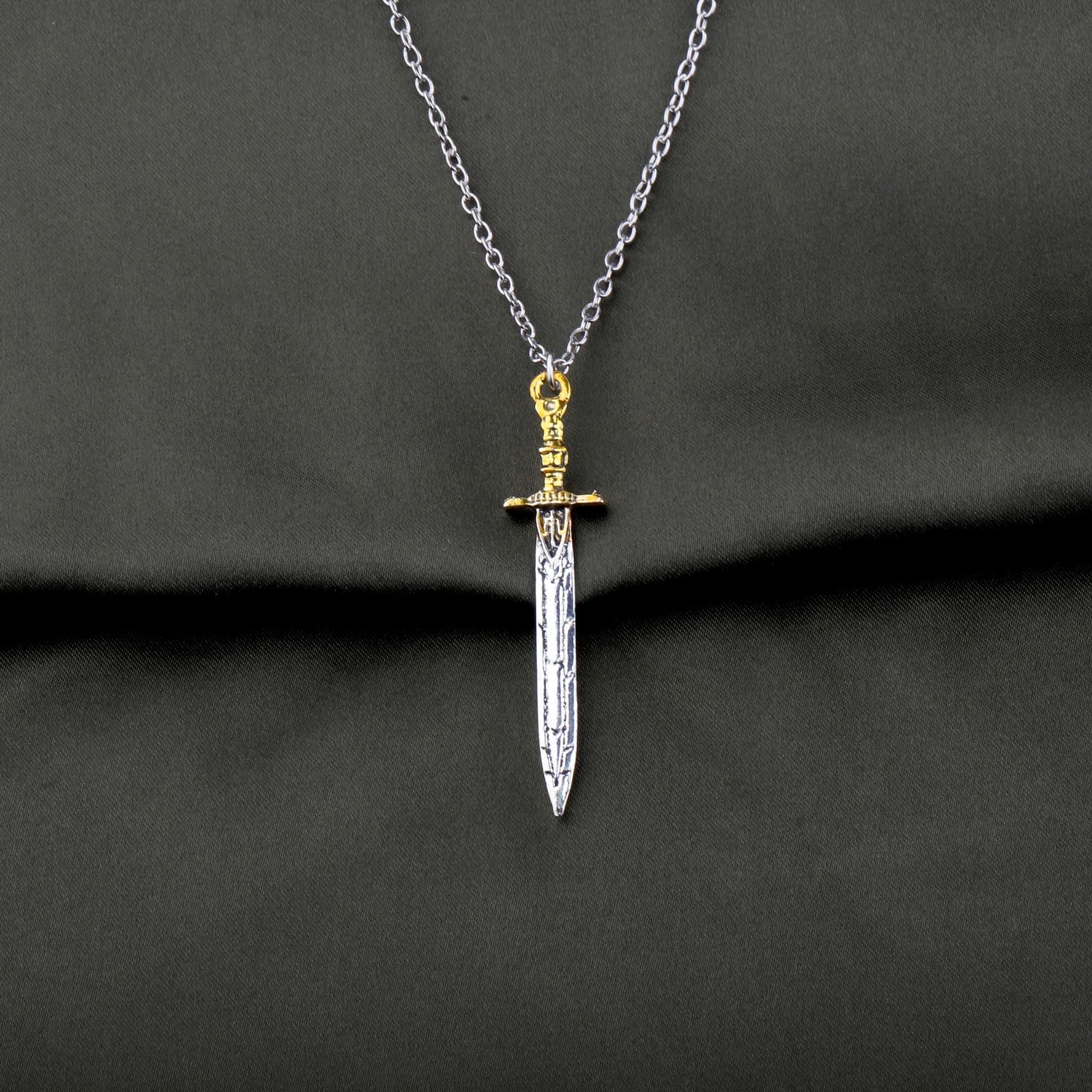 BEKECH Percy Jackson Movie Inspired Necklace - Sword Keychain Jewelry Gift for Percy Fans - Perfect for Cosplay, Camp Half-Blood Merch & Fantasy Lovers