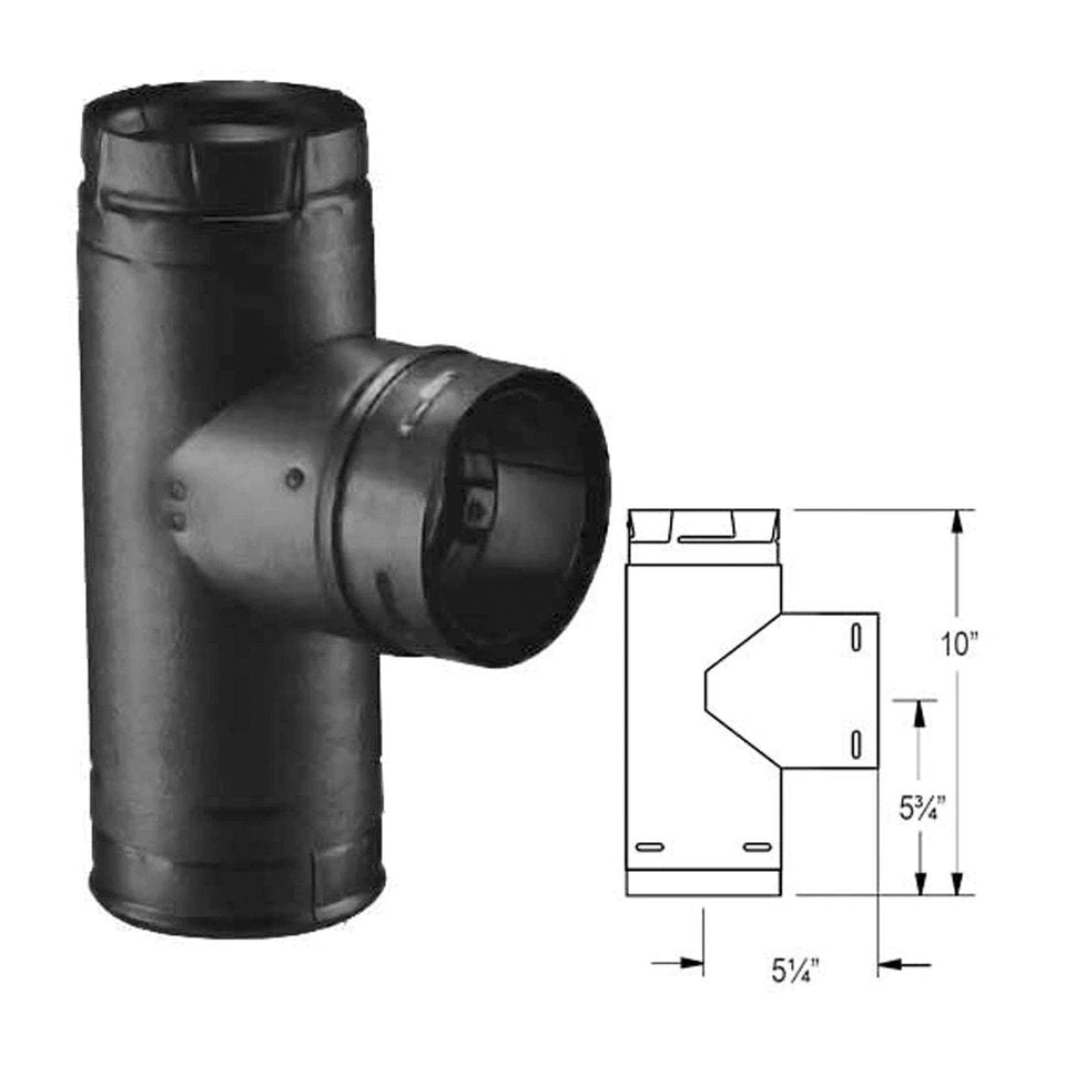 Duravent 3 PelletVent Pro Black Single Tee with Clean Out Tee Cap - 3