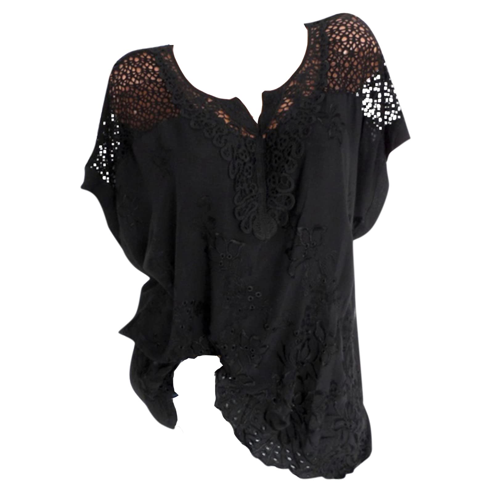 Women's Short Sleeve Batwing Party Top - Basic Turtle Neck Blouse for Casual Wear, Office & Night Out