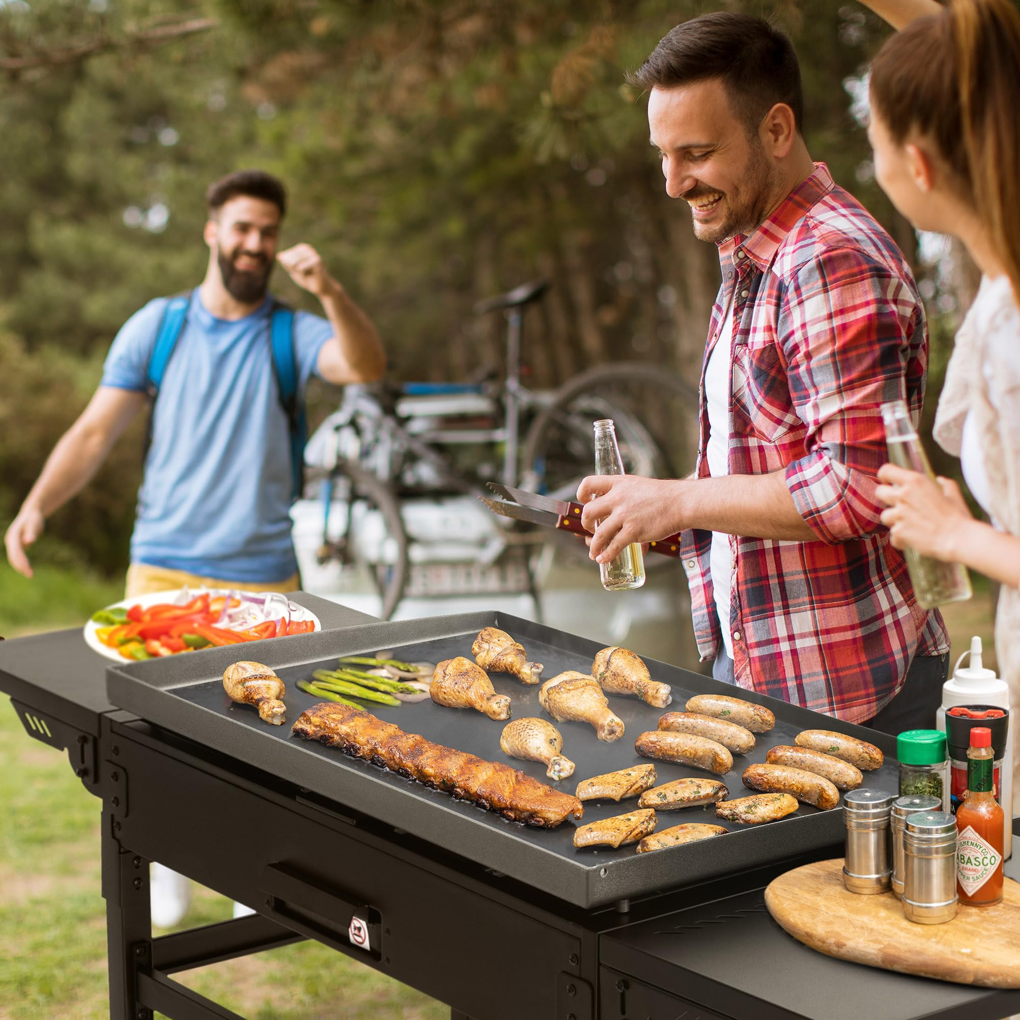Royal Gourmet GB4001C-N 35 Inch 4-Burner Propane Gas Griddle with Cover - 52,000 BTU Outdoor Flat Top Grill with Foldable Side Tables - Perfect for Backyard BBQs, Tailgating & Camping - Black