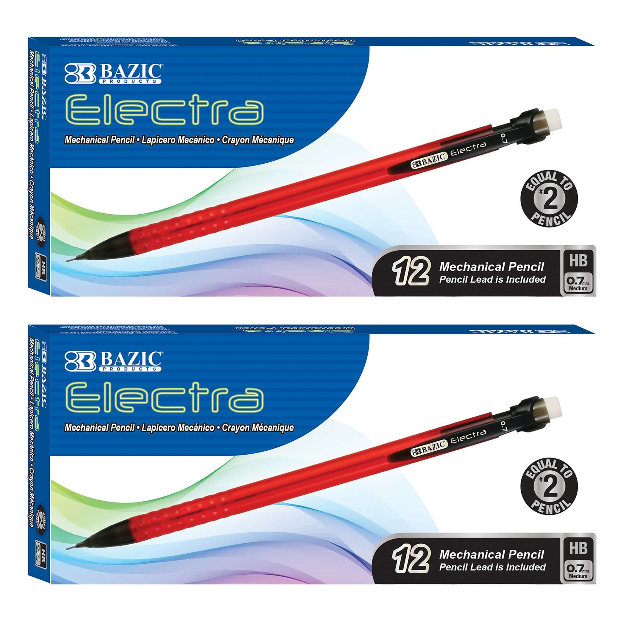 BAZIC 0.7mm Mechanical Pencils for Writing, Drawing & Sketching - 24 Pack with Smooth Lead & Latex-Free Eraser - Perfect for School, Office, Art Projects & Technical Drafting