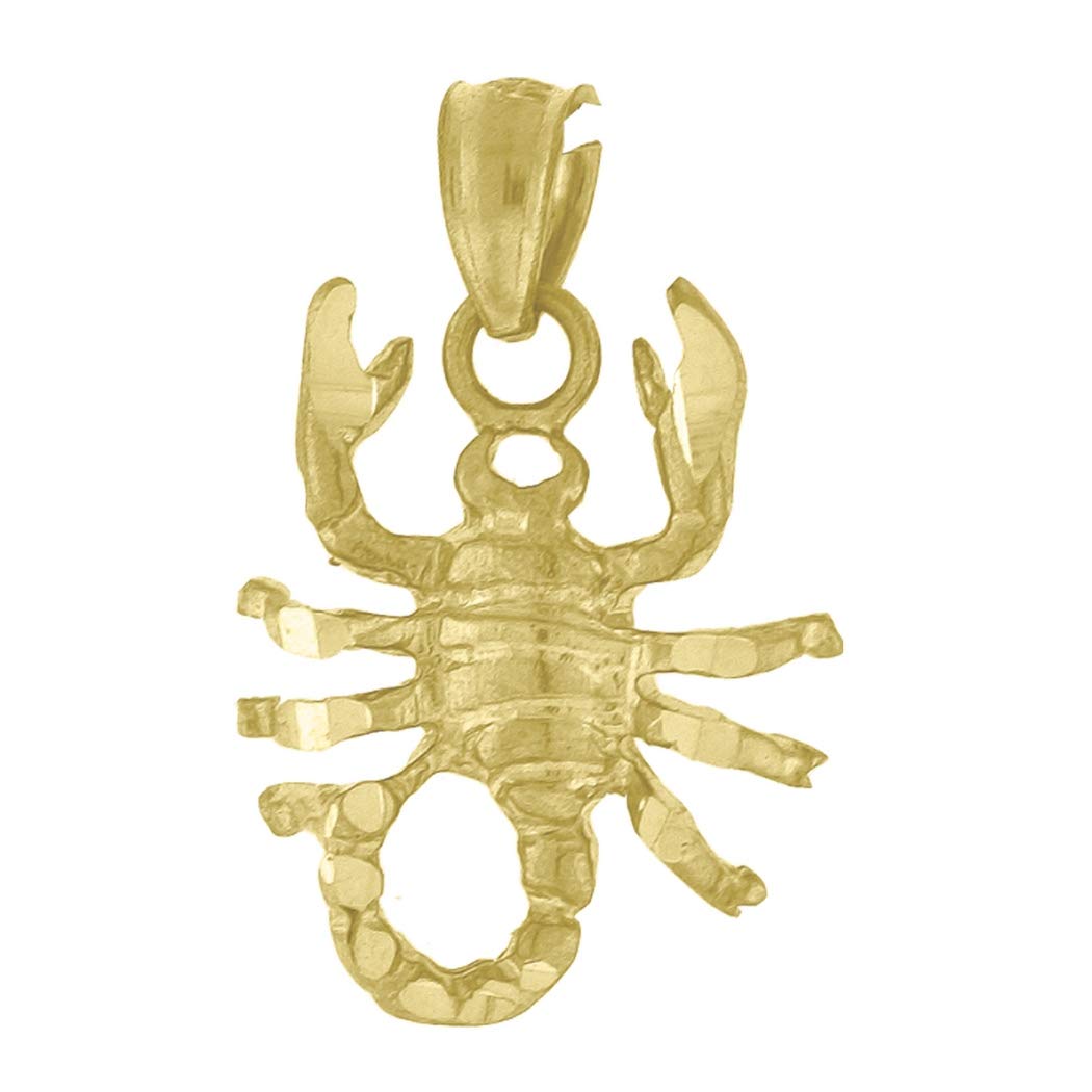 10K Yellow Gold Scorpion Charm Pendant Necklace for Men & Women - 20.4mm x 12.9mm Animal Zodiac Jewelry Gift - Perfect for Birthdays, Anniversaries & Astrology Lovers