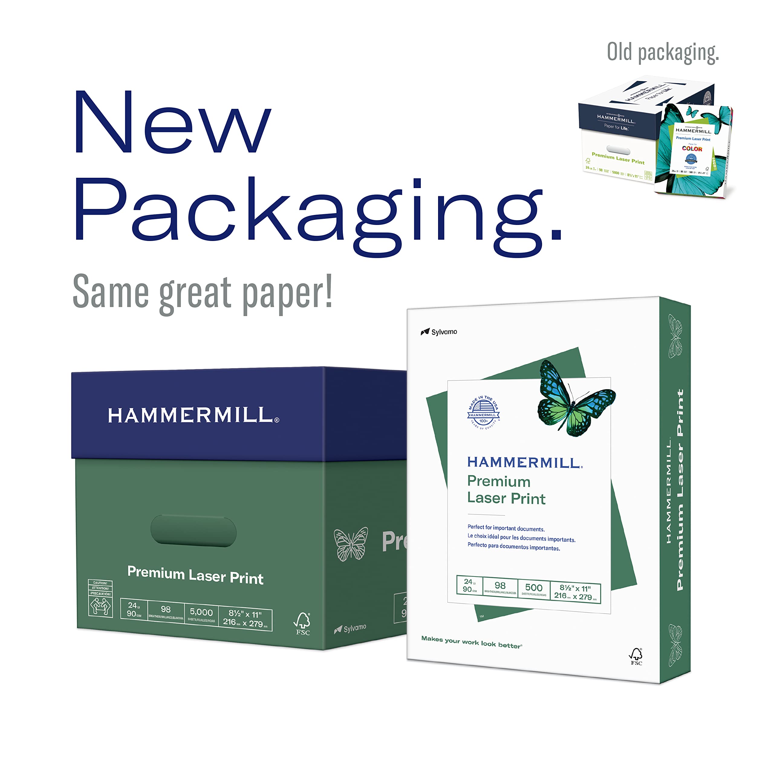 Hammermill Premium Laser Printer Paper 8.5 x 11 Letter Size - 24lb, 98 Brightness, 3-Hole Punched, 500 Sheets/Ream (107681R) - Ideal for Office Documents, School Projects & Professional Printing