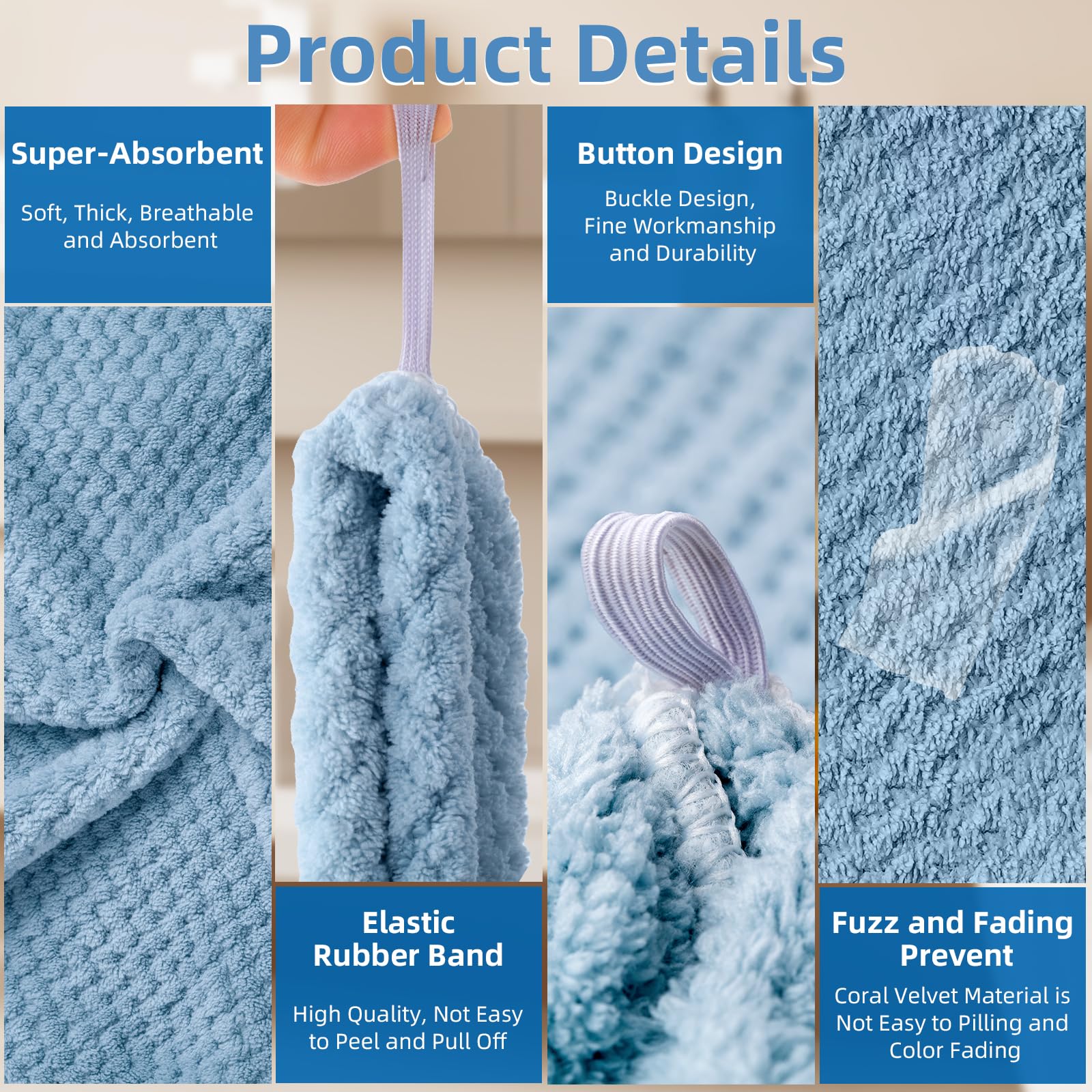 **4 Pack Hair Towel Wrap for Women - 9.8 x 25.6 Inch Microfiber Hair Turban for Wet & Curly Hair - Quick Dry Hair Towel Wrap for Long Hair - Perfect for Shower, Spa & Salon Use**