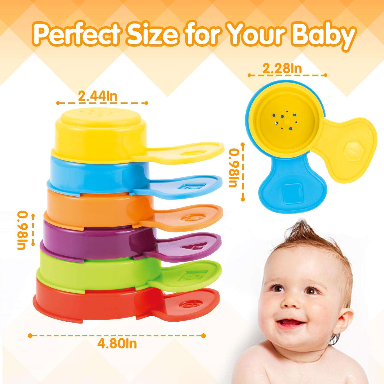 **Mold-Free Bath Toys for Toddlers 1-3 Years Old | 6PCS Rainbow Floating Bathing Spoons | Water Table & Sensory Toys for Babies 6-12 Months | Stacking & Early Learning Toys for 2-4 Year Old Boys & Girls | Perfect for Pool, Beach & Bathtime Play**