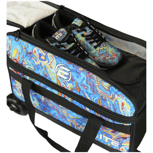 ELITE Basic Double Roller Blue Swirl Bowling Bag - Durable Rolling Bowling Ball Carrier for League Play & Tournament Travel