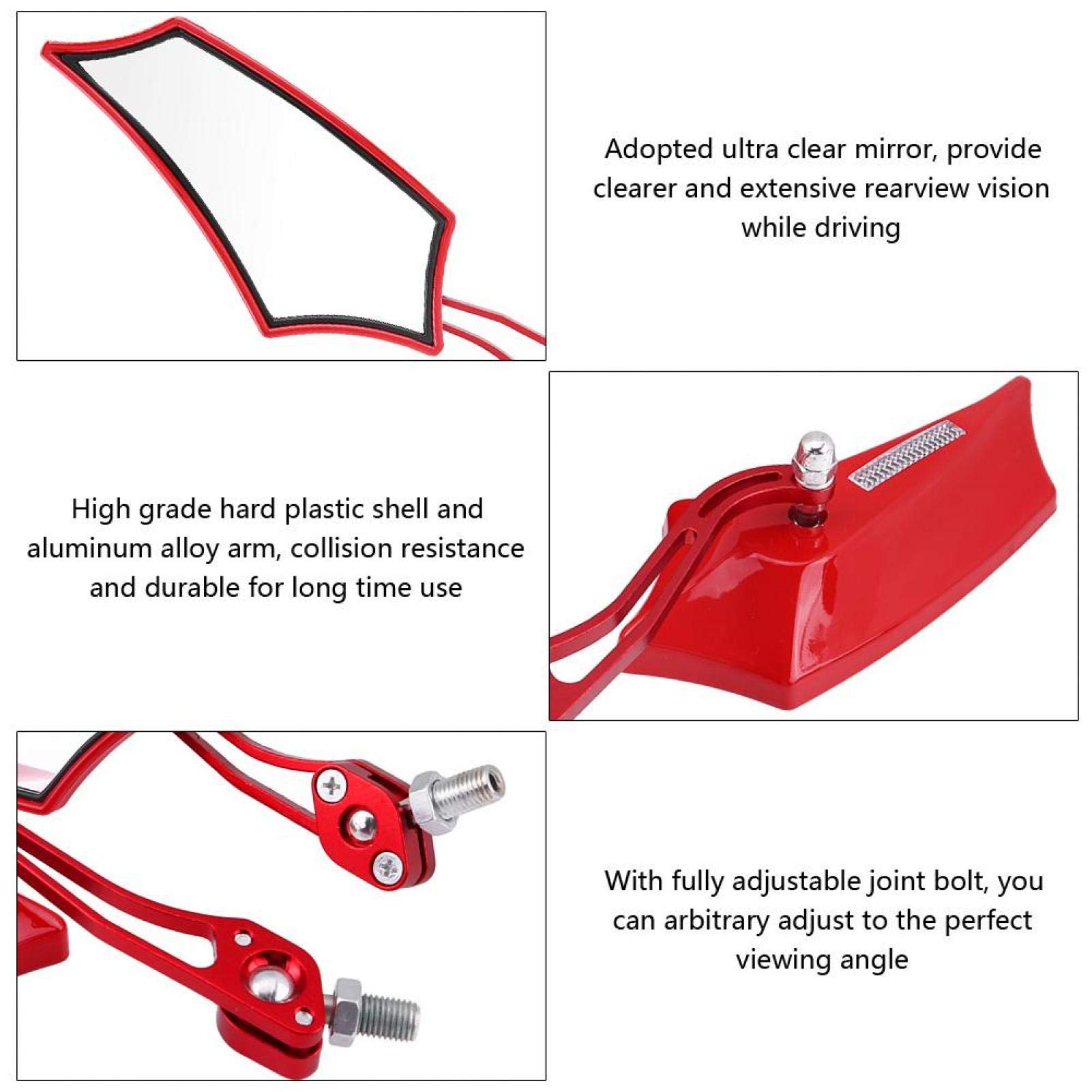 Universal 10mm/8mm Red Motorcycle Mirrors - Durable Alloy for Scooters & Bikes