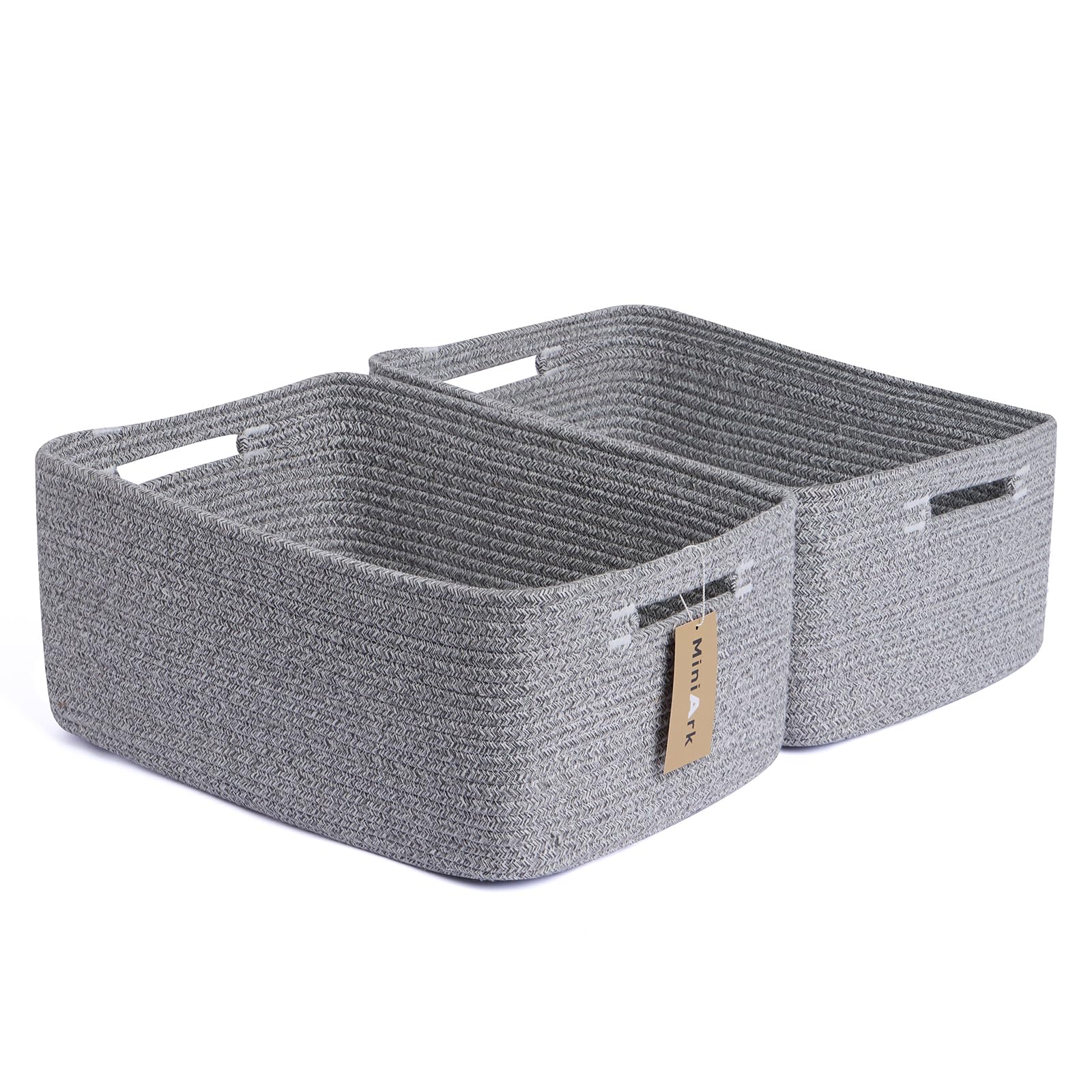 Large Storage Baskets for Shelves & Closets - 2 Pack Woven Rope Organizer Bins (17