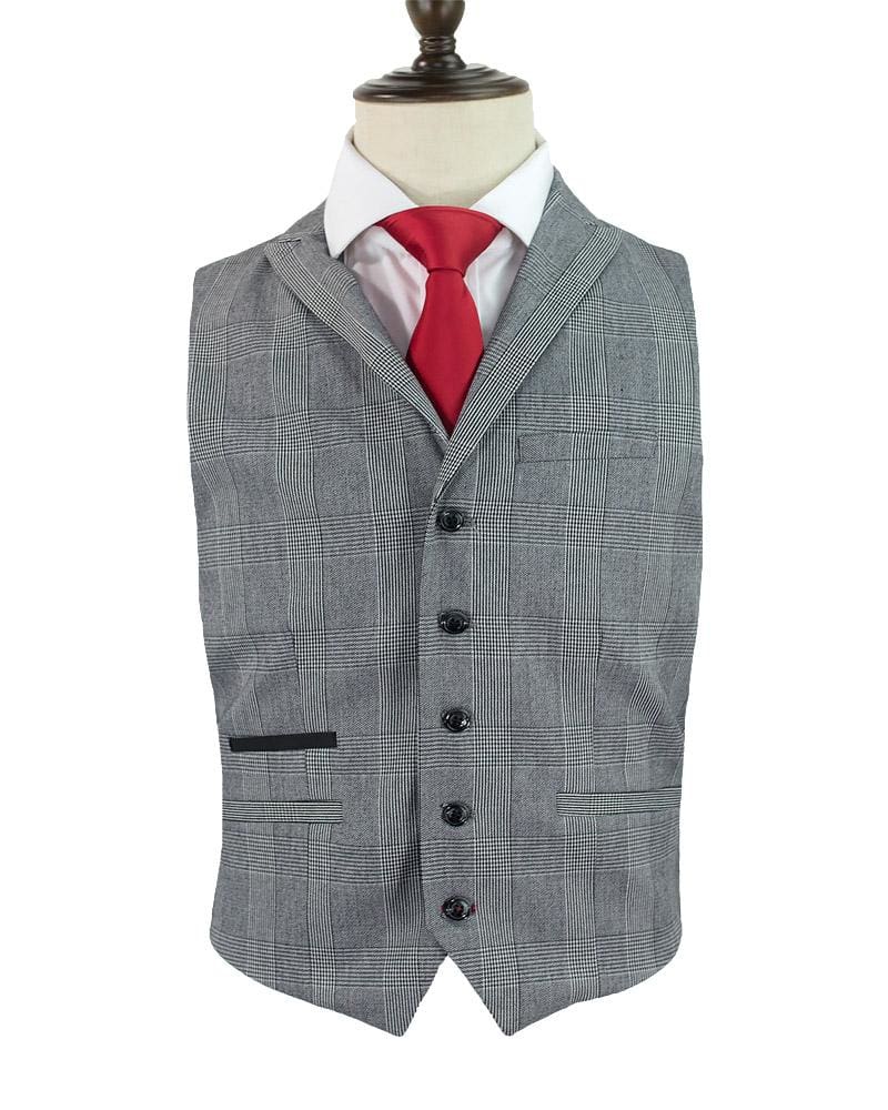 Cavani Flint Grey Check Tweed 3 Piece Suit for Men | Premium Wool Blend Business Suit | Perfect for Weddings, Office & Formal Events