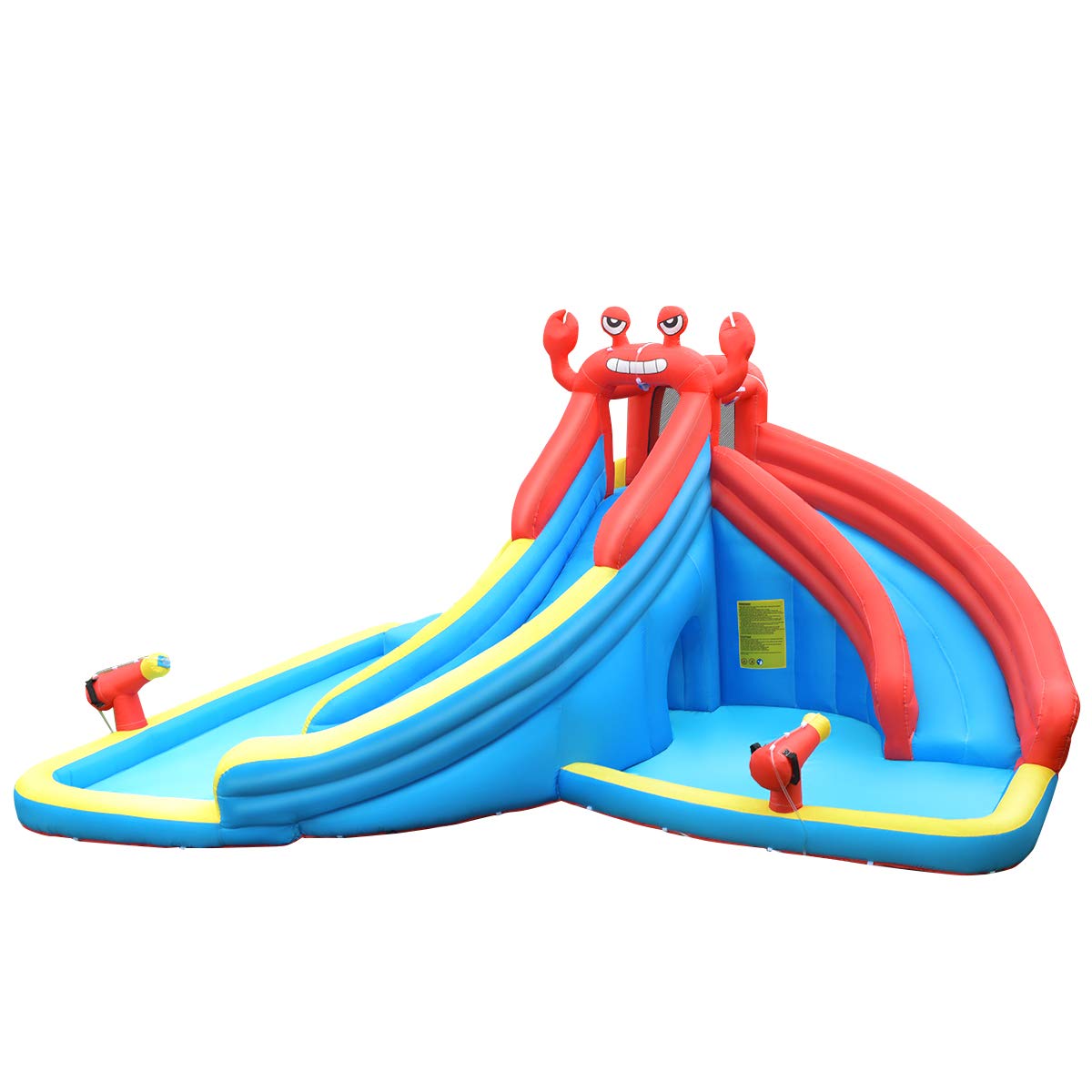 HONEY JOY Inflatable Water Slide with Climbing Wall & 2 Slides - Crab Theme Blow Up Bounce House for Backyard, Outdoor Water Park for Kids & Adults - Perfect for Summer Parties, Birthday Events & Family Fun (Blower Not Included)