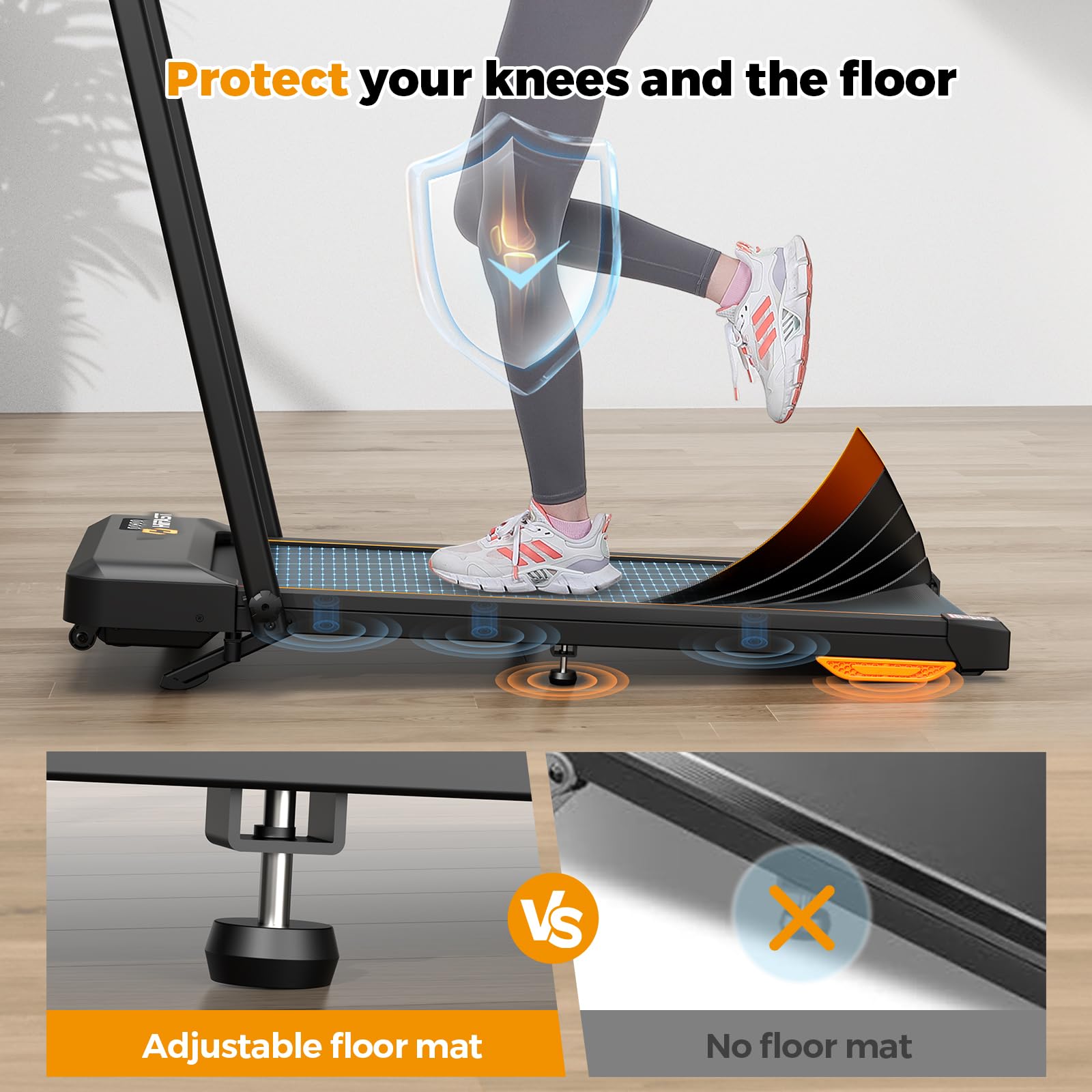 Foldable Under Desk Treadmill with Handle Bar & Incline - Portable Walking Pad for Home Office - Remote Control & APP Connectivity - Perfect for Small Spaces & Work from Home Fitness