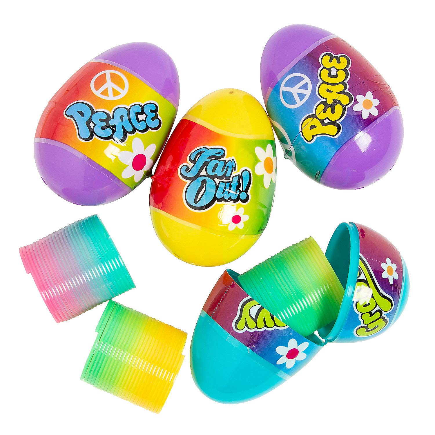 Fun Express Rainbow Filled Easter Eggs - 12 Piece Party Supplies Set for Easter Egg Hunts, Birthday Parties & Spring Celebrations
