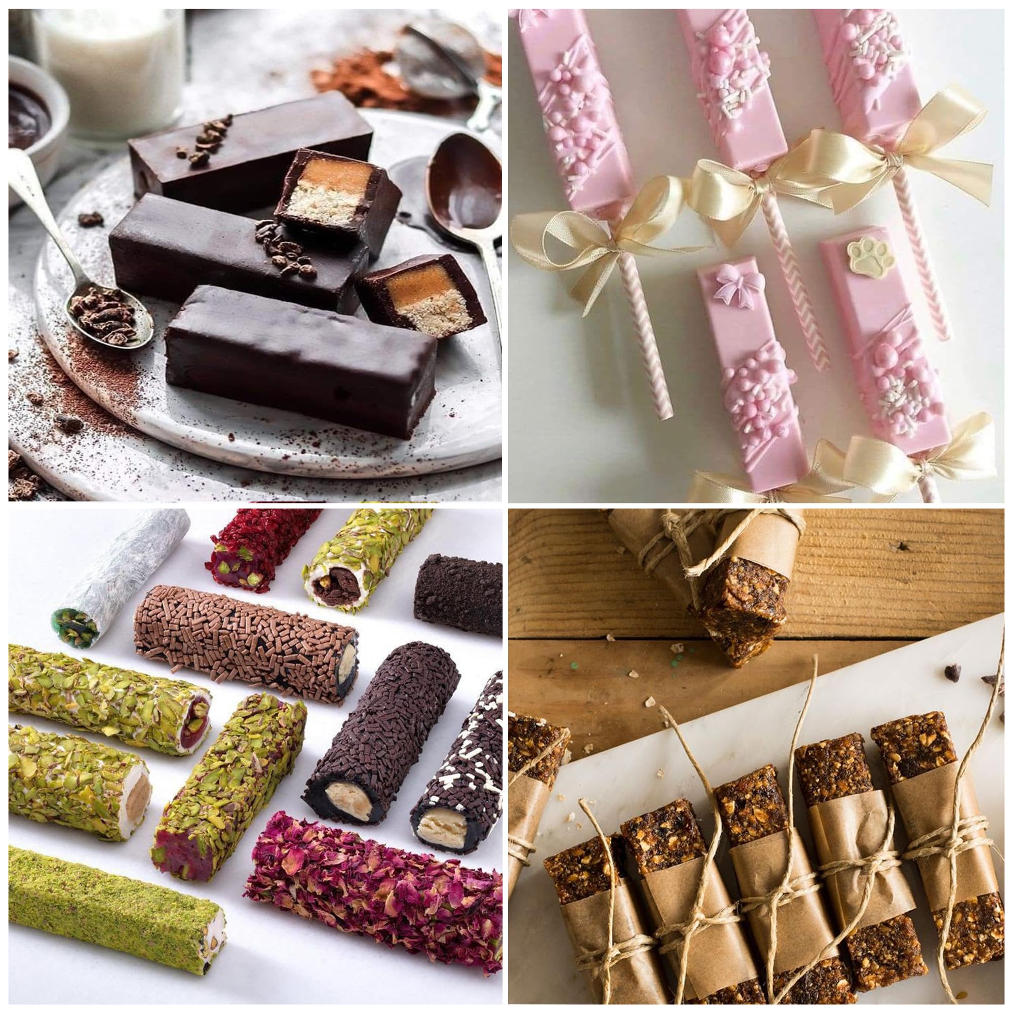 METLUCK 3-Piece Silicone Chocolate Bar Molds Set - 12 Cavity Rectangle Granola, Protein & Energy Bar Molds for Baking Candy, Cornbread, Cheesecake & Pudding | Perfect for Homemade Desserts, Party Treats & Holiday Gifting