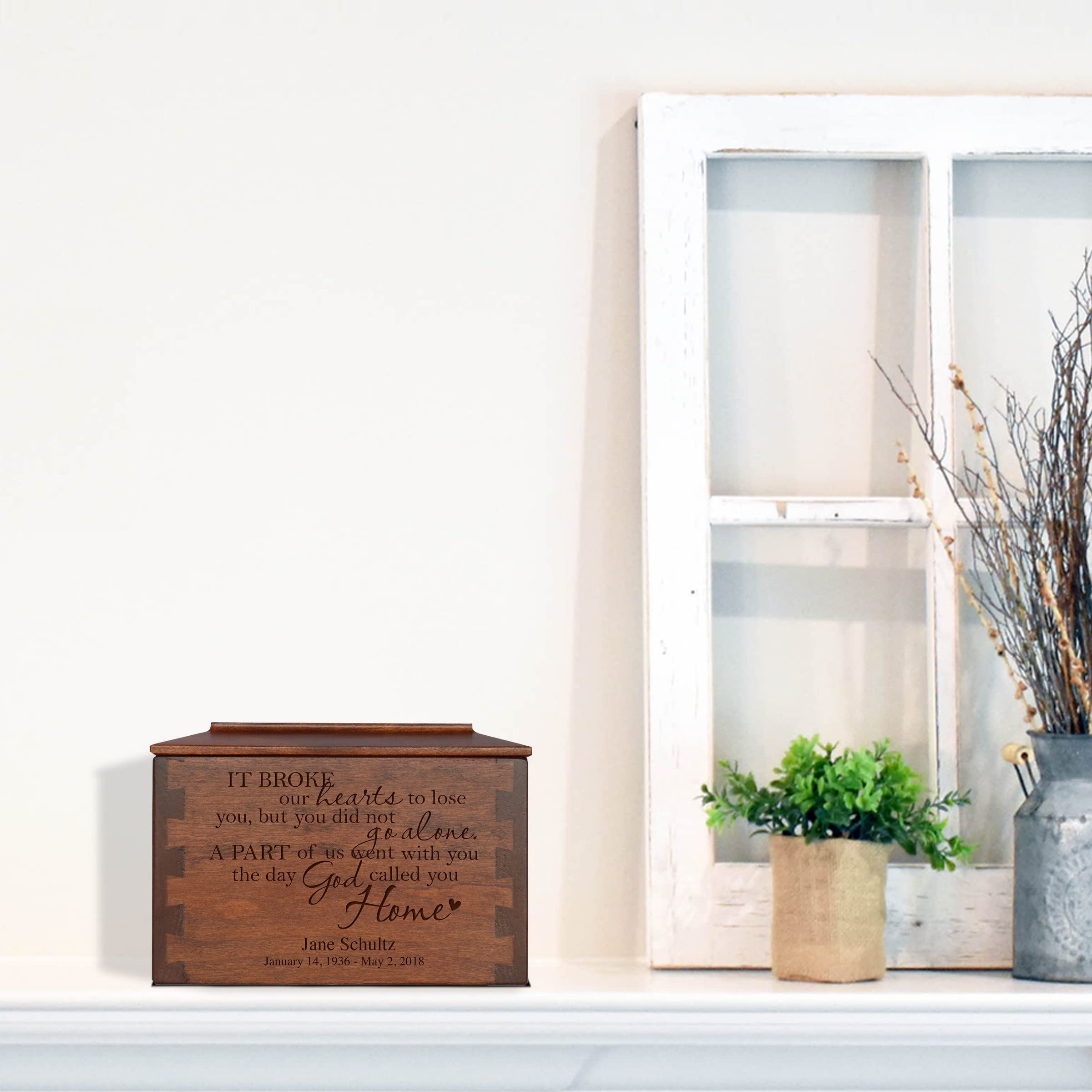 LifeSong Milestones Small Dovetail Urns for Human Ashes - Adult Male & Female Cremation Urns - Handcrafted Wooden Memorial Keepsake for Loved Ones - Perfect for Funeral Services, Home Memorials & Scattering Ceremonies