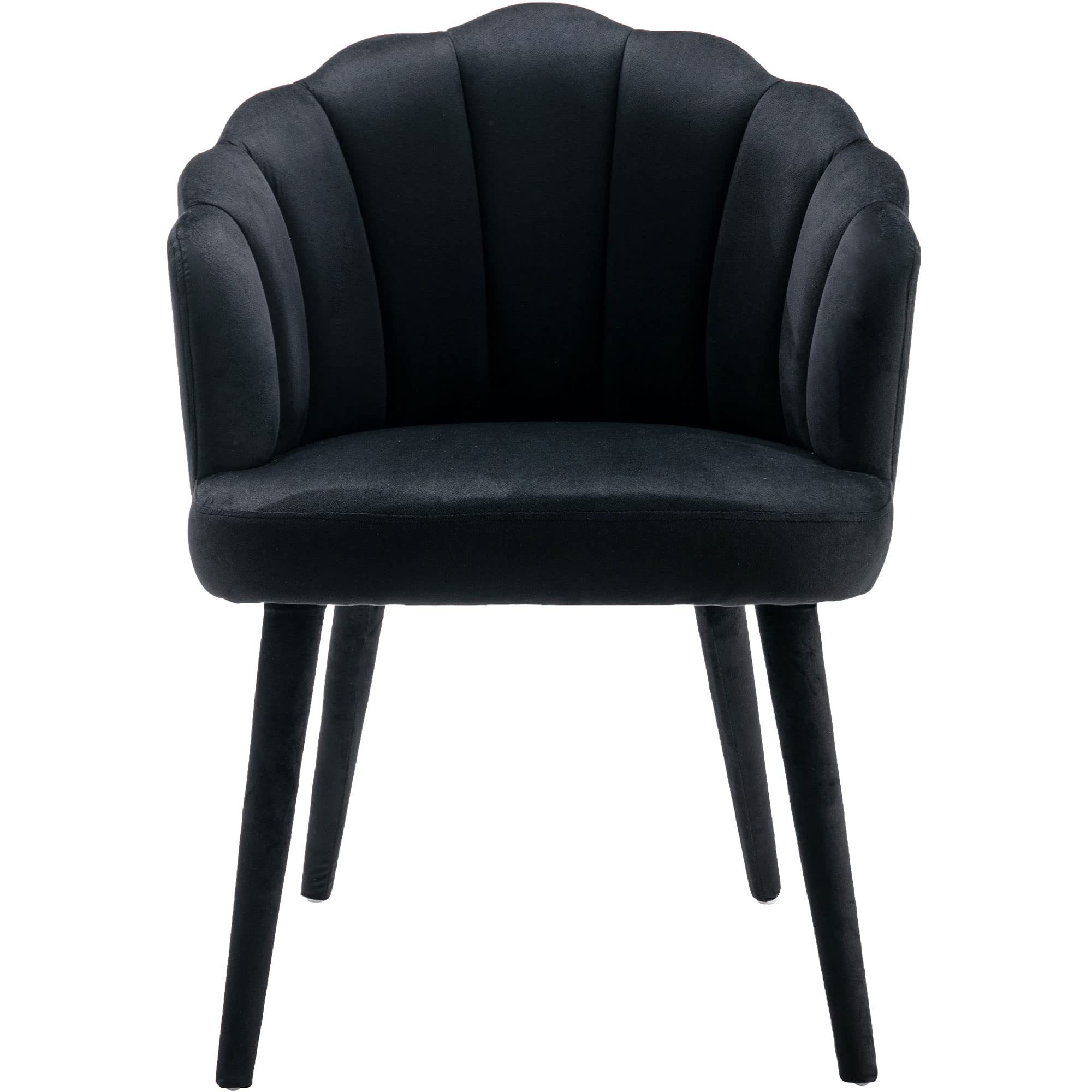 Black Velvet Dining Chairs Set of 2 - Modern Upholstered Accent Chairs with Wood Legs for Kitchen, Living Room & Dining Room - Perfect for Home Decor, Entertaining Guests & Cozy Seating