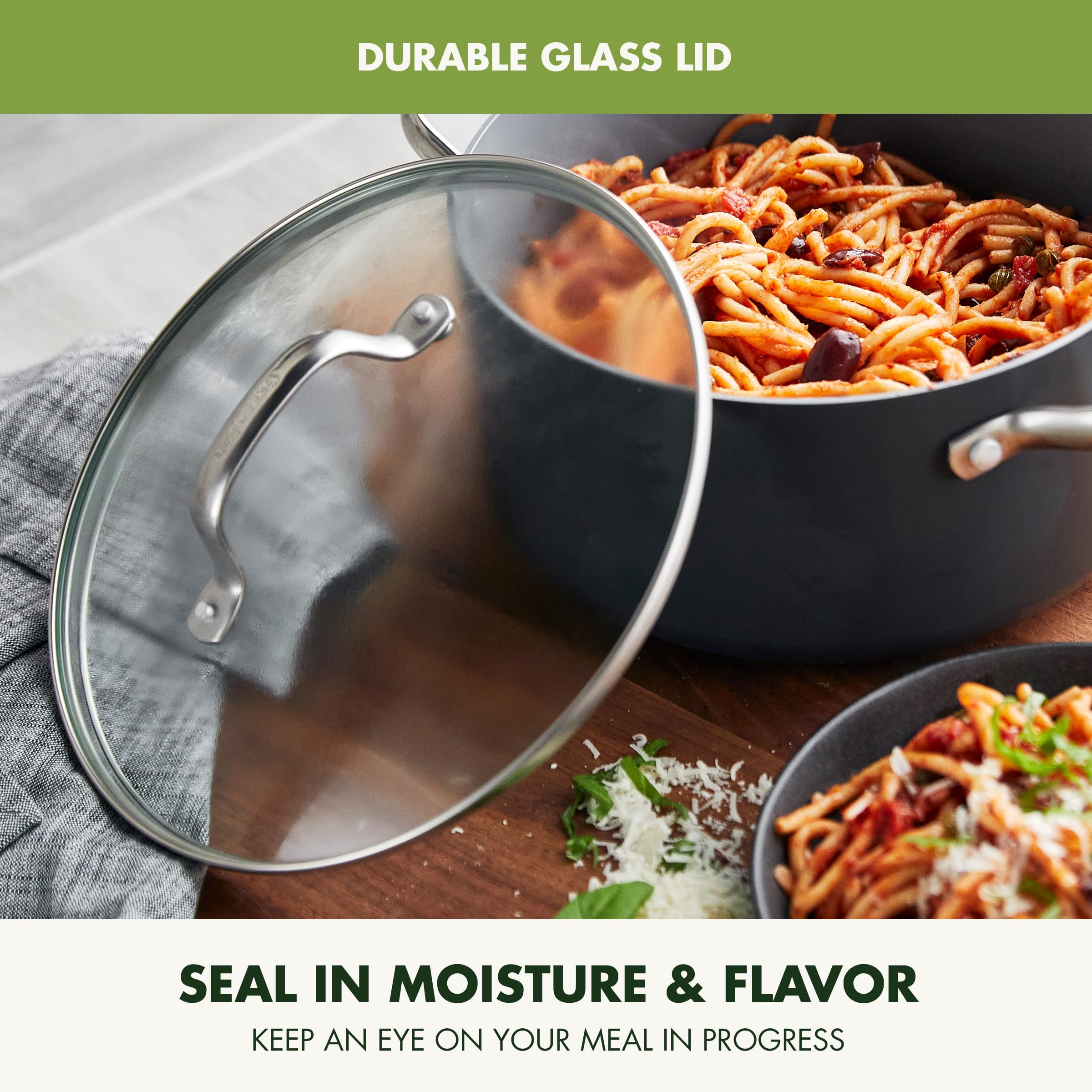 GreenPan Valencia Pro Hard Anodized Healthy Ceramic Nonstick 5QT Stock Pot with Lid - PFAS-Free, Induction Compatible, Dishwasher & Oven Safe (Gray) - Perfect for Soups, Stews, Pasta & Family Cooking