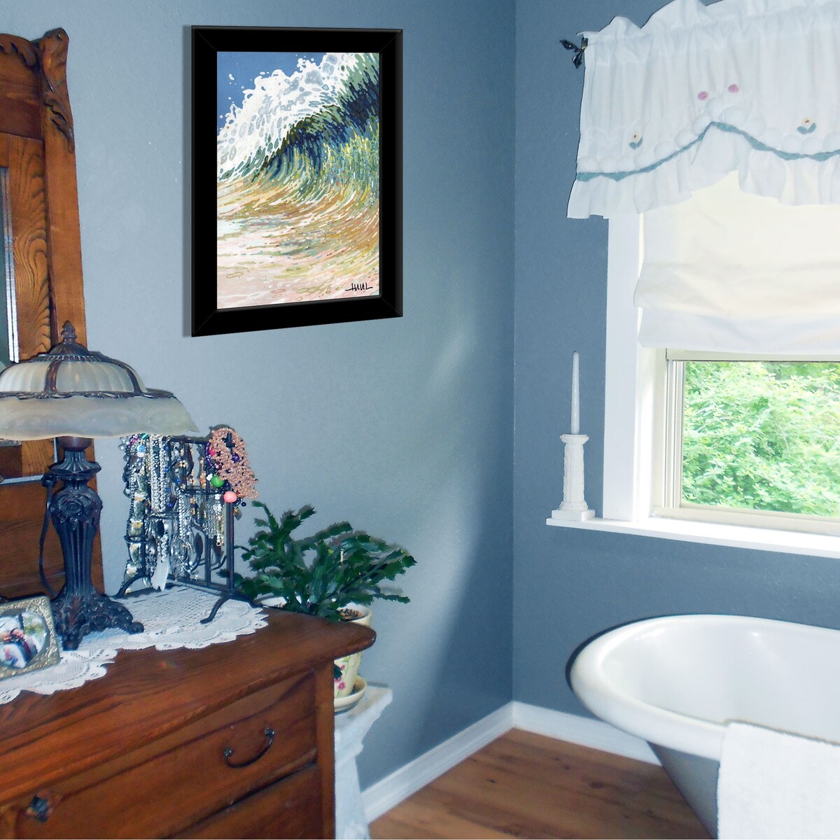 Big Wave by Margaret Juul - Premium Framed Wall Art Print with Black Frame - Ready to Hang - Perfect for Living Room, Bedroom & Office Decor