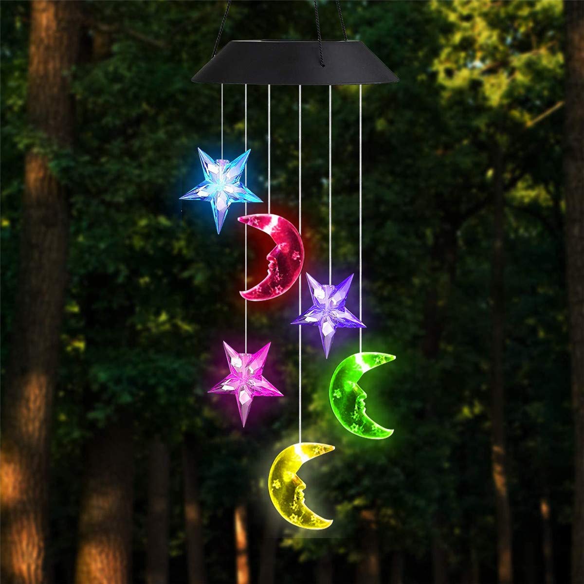 Solar Wind Chime with LED Color Changing Lights - Outdoor Solar Powered Decor for Patio, Garden, Yard - Romantic Ambiance for Evenings & Special Occasions