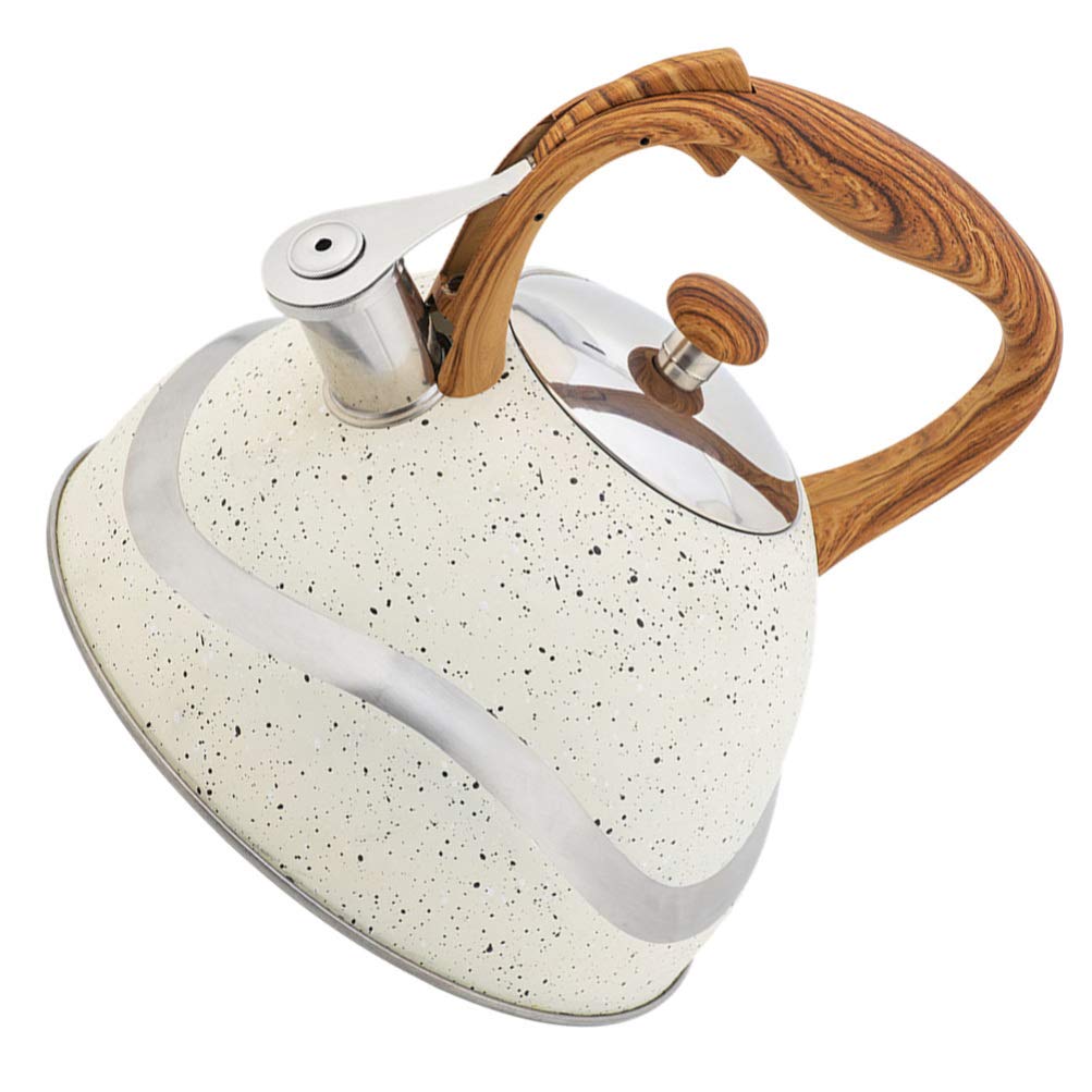 Premium Stainless Steel Whistling Tea Kettle - 1.7L Stovetop Water Boiler for Coffee, Tea & Camping | Portable Gas Stove Jug for Indoor & Outdoor Use | Durable Metal Teapot with Wood Handle - Perfect for Home, Office, RV & Backpacking