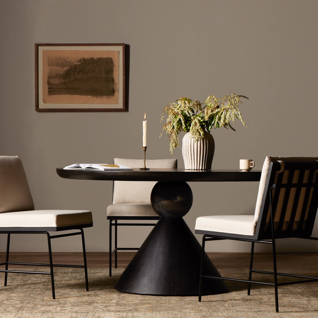 Bibianna Dining Table - Worn Black Marble Top Modern Kitchen Table for Dining Room & Small Space | Perfect for Family Gatherings & Dinner Parties