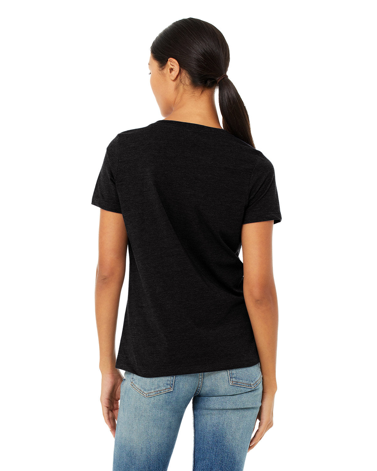 Bella + Canvas 6405CVC Women's Relaxed Fit Heather CVC Jersey V-Neck T-Shirt - Soft Casual Tee for Everyday Wear, Gym, and Layering
