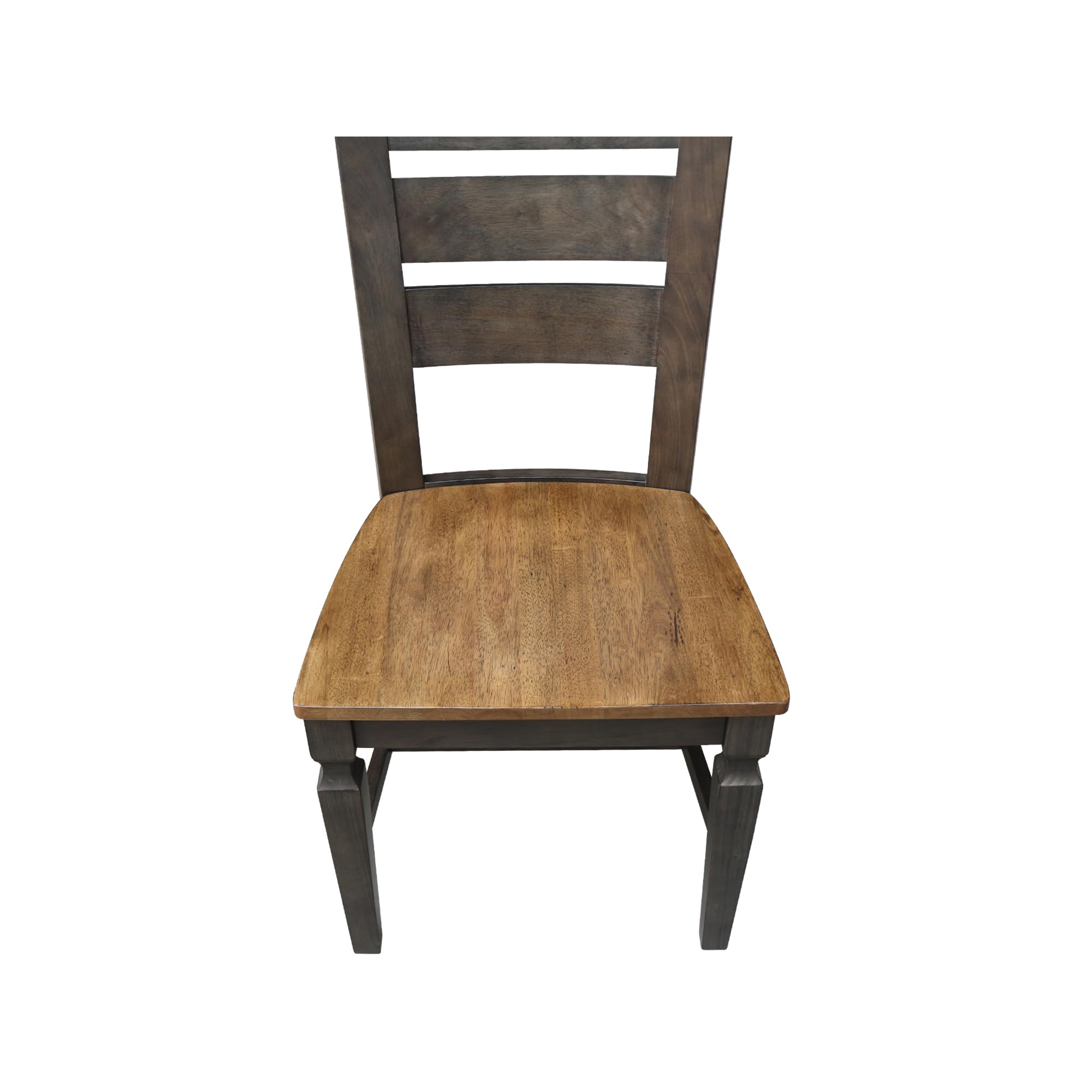 IC International Concepts Vista Ladderback Dining Chairs - Set of 2 Solid Wood Kitchen Chairs, Sturdy Hickory Frame with Washed Coal Finish, Easy Assembly for Dining Room & Kitchen Decor, Perfect for Family Meals & Entertaining Guests