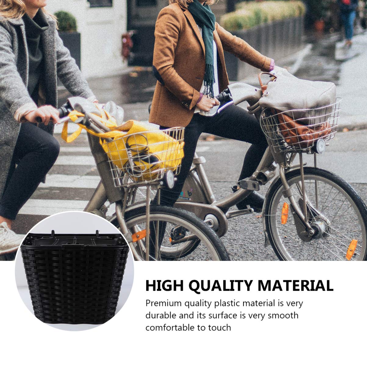 **BESPORTBLE Black Bike Front Basket with Cover - Heavy Duty Handlebar Carrier for Bicycle, Tricycle & Scooter - Perfect for Outdoor Cycling, Grocery Shopping & Commuting**