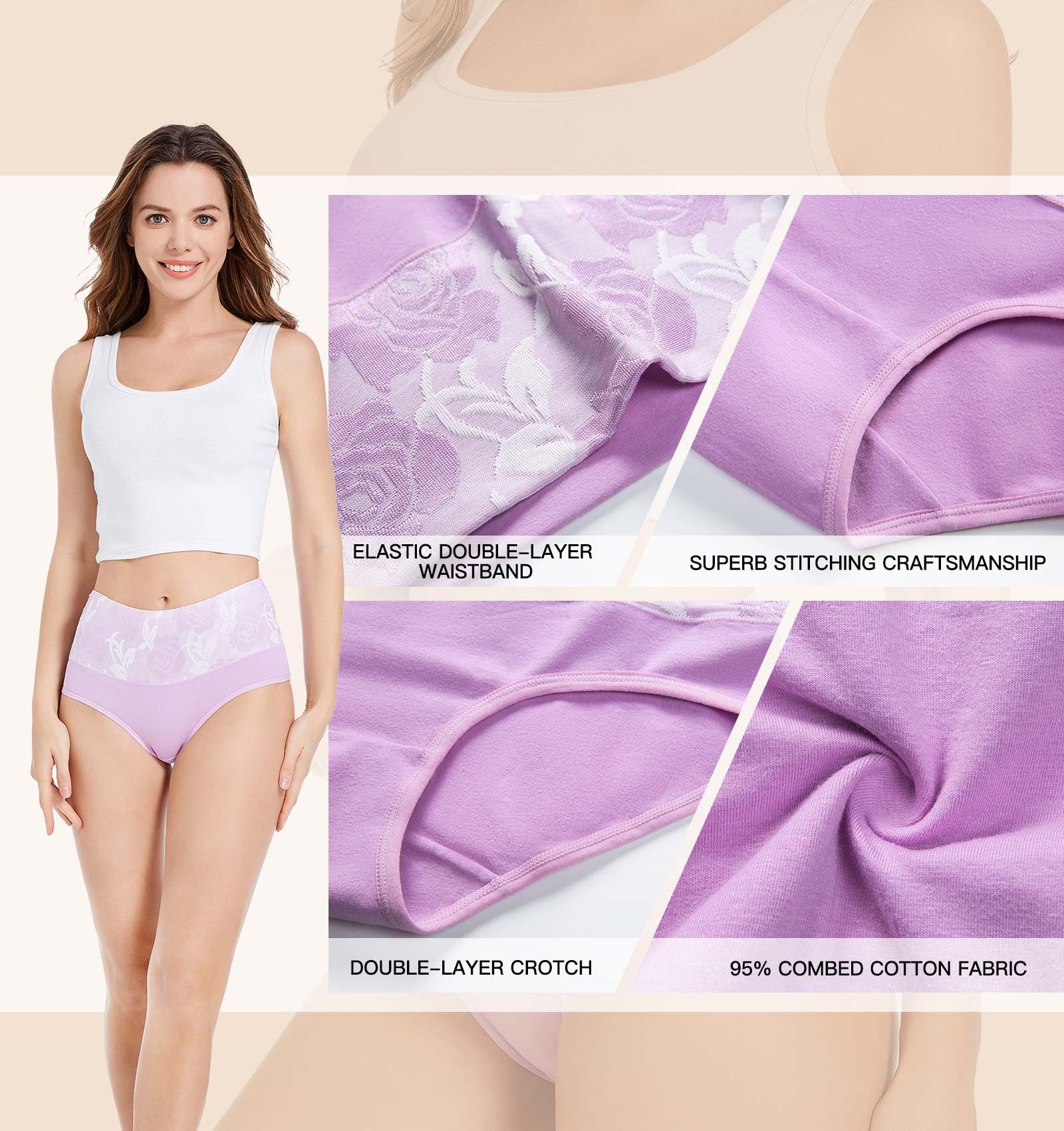Youlehe Women's Cotton Underwear Briefs - High Waist Full Coverage Soft Breathable Panties for Everyday Comfort | Perfect for Workout, Sleep & Daily Wear