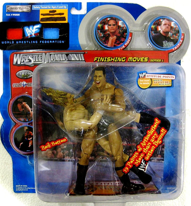 2000 WWF Jakks Pacific Finishing Moves Series 1 Rock Bottom Action Figure - The Rock & Triple H Wrestling Collectible for Display & Play - Perfect for WWE Fans and Toy Collectors