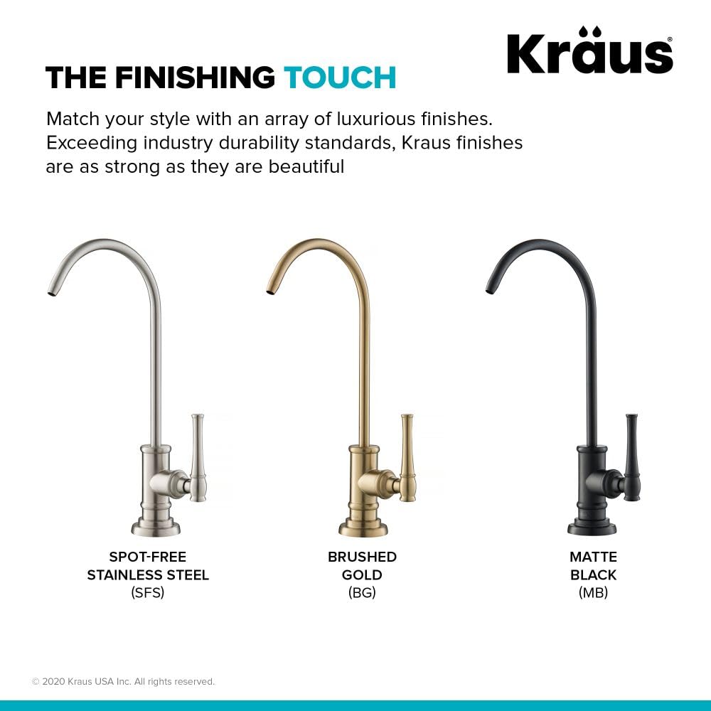 KRAUS Allyn 100% Lead-Free Brushed Gold Kitchen Water Filter Faucet - FF-102BG | Perfect for Clean Drinking Water & Modern Kitchen Designs