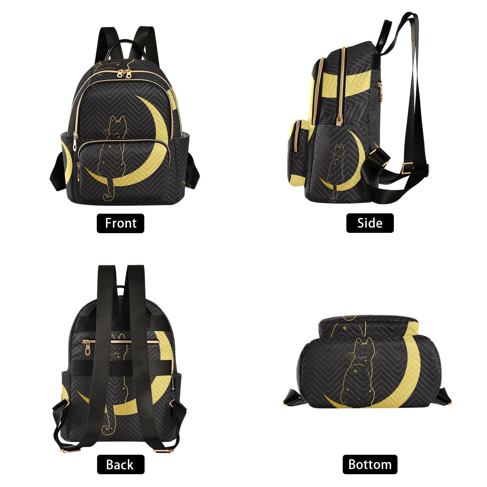 ALAZA Cute Cat & Crescent Moon Mini Backpack for Women - Stylish Travel Purse, Daypack & Shoulder Bag - Perfect for School, Work & Weekend Outings