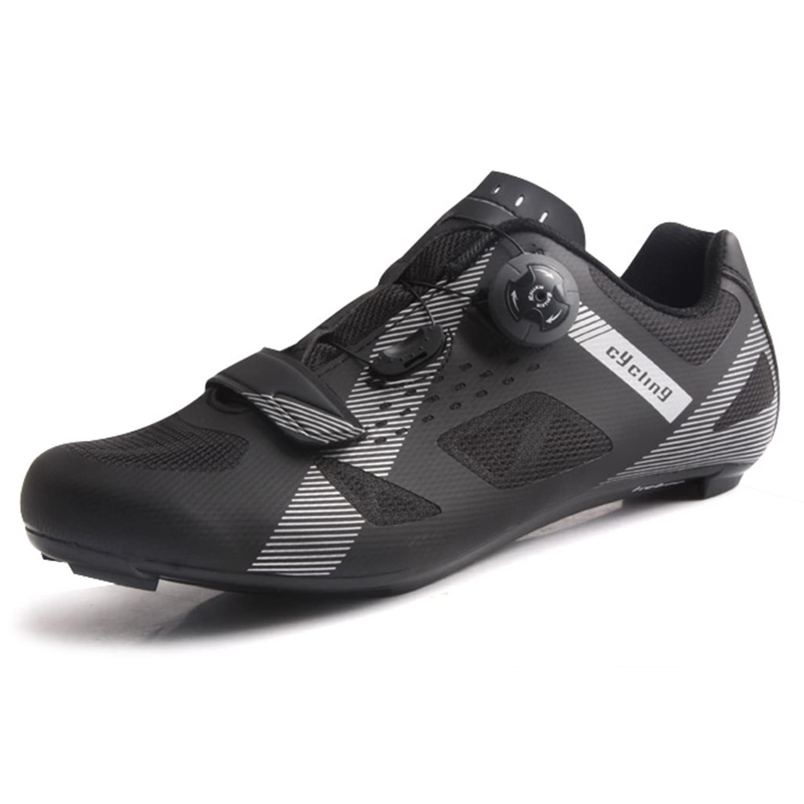 Men's & Women's Cycling Shoes - Mountain & Road Bike Shoes with Flat Cleats for Racing & Spin - Black (Size 42EU) - Perfect for Indoor Cycling, Outdoor Training & Competitive Races