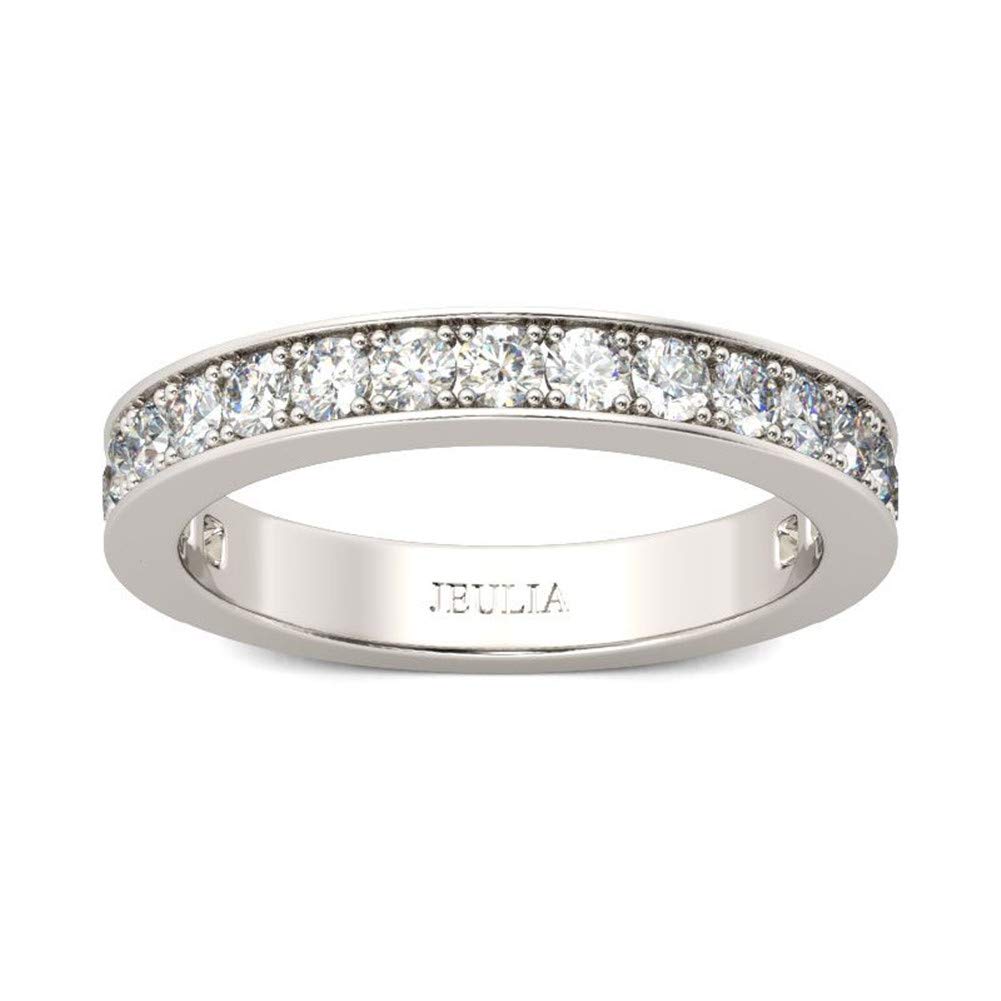 1.71 Carat Custom Engraved Wedding Band - Personalized Eternity Ring with Cubic Zirconia - Sterling Silver Engagement Rings for Women & Men - Perfect for Anniversaries, Proposals and Special Occasions