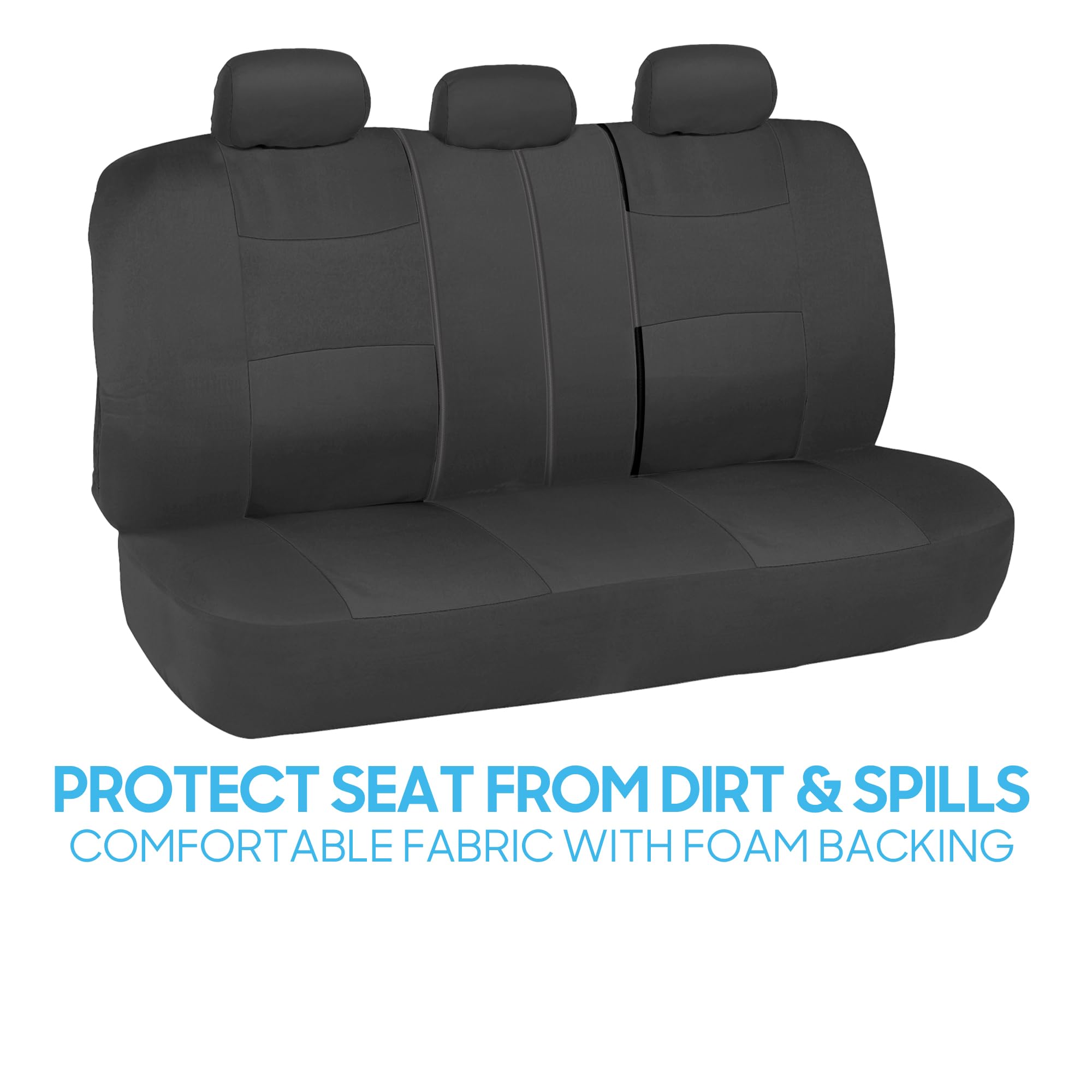 BDK PolyPro Car Seat Covers Full Set - Charcoal Front & Rear Split Bench Seat Covers for Cars, Trucks, Vans & SUVs | Easy Installation | Perfect for Road Trips, Daily Commute & Pet Protection