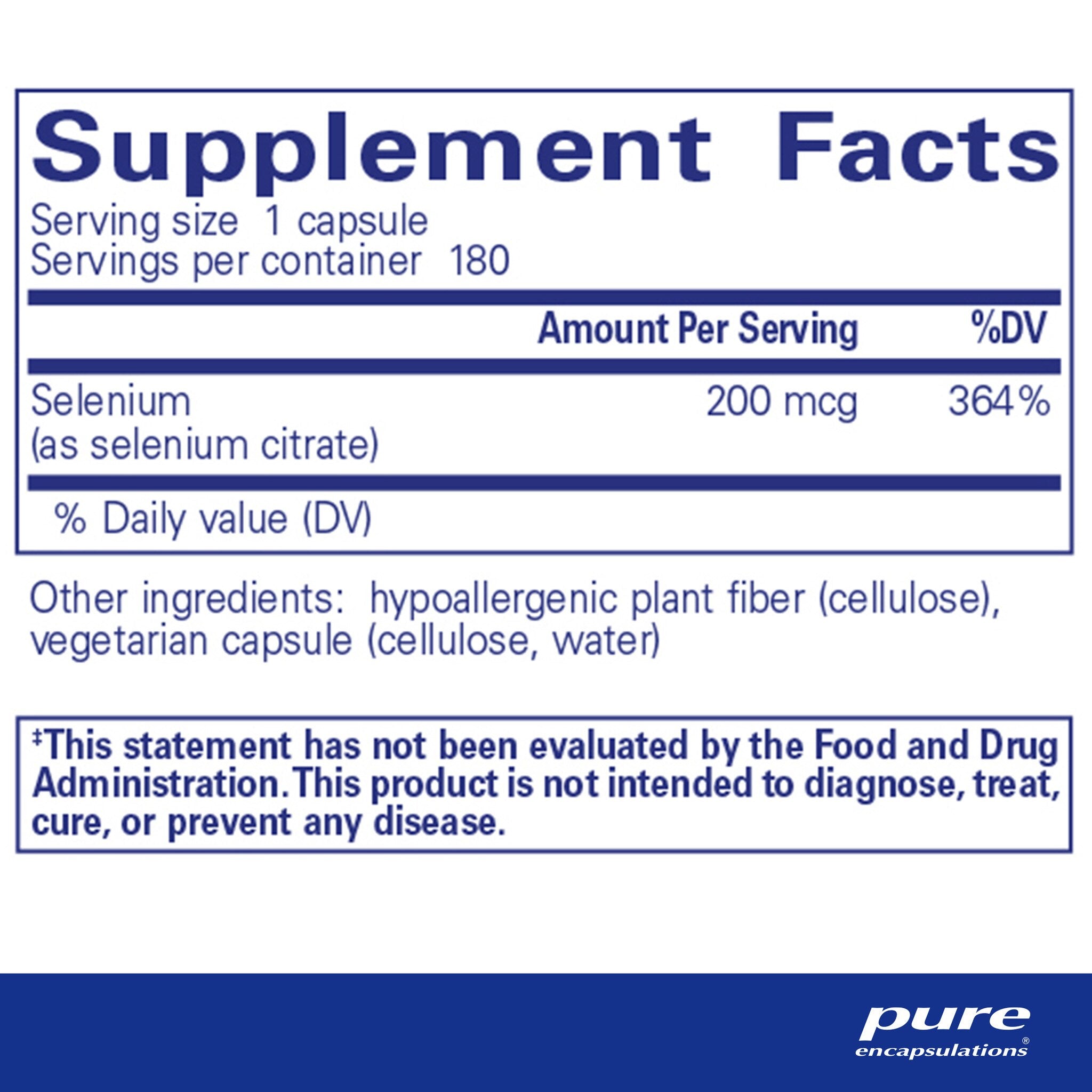 Pure Encapsulations Selenium Citrate Supplement - 200 mcg High Absorption Formula for Immune Support & Thyroid Health | Antioxidant Boost for Men & Women | Daily Wellness & Detox Support