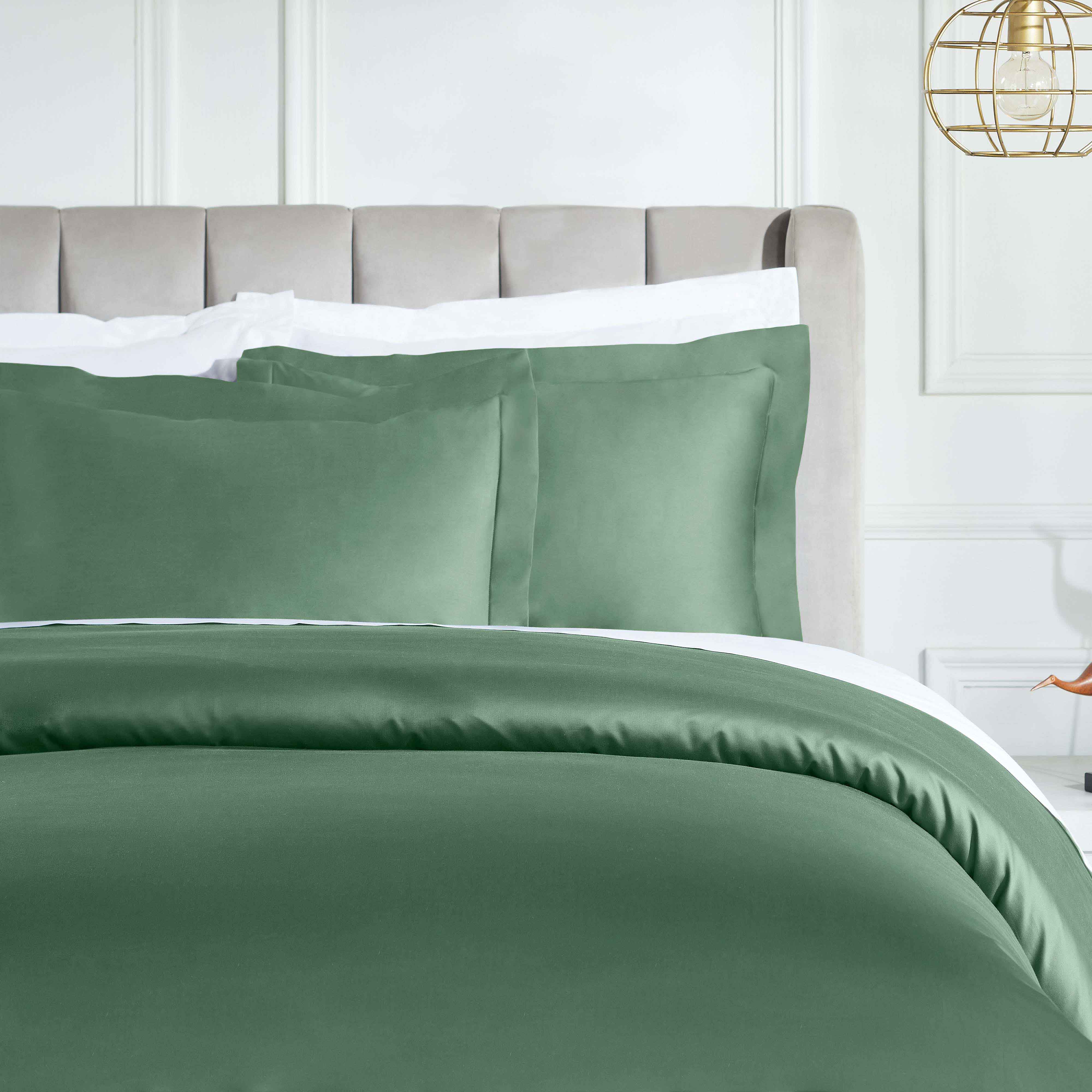 Premium 850 Thread Count 100% Cotton Solid Duvet Cover Set - King Size Bedding for Luxurious Comfort & Breathable Sleep