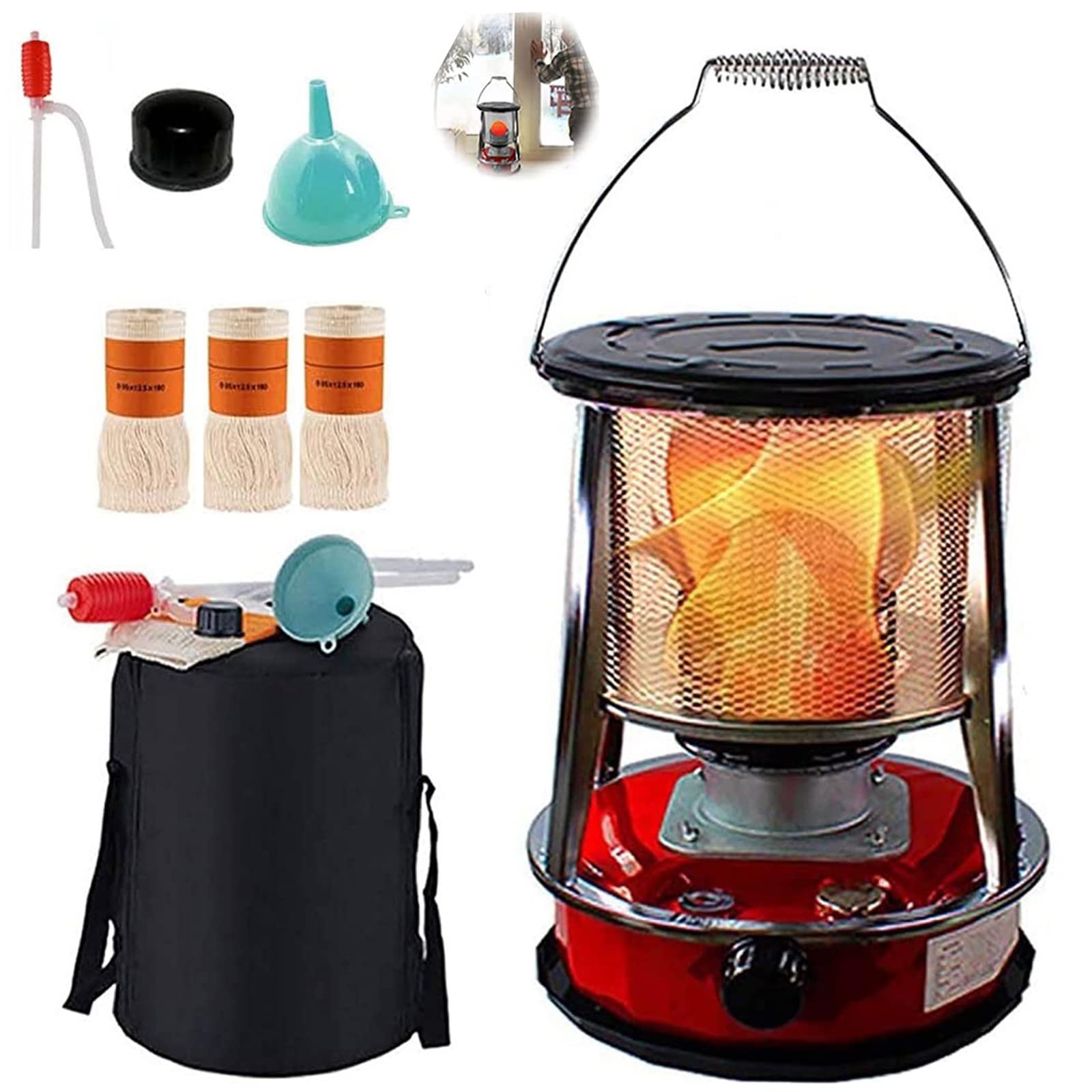 QDF 2600W Portable Kerosene Heater for Indoor Use - Emergency Heating Solution for Power Outages, Ice Fishing, Hunting & Survival - Includes Replacement Wick (4.6L Capacity) - Perfect for Garages, Camping & Winter Emergencies