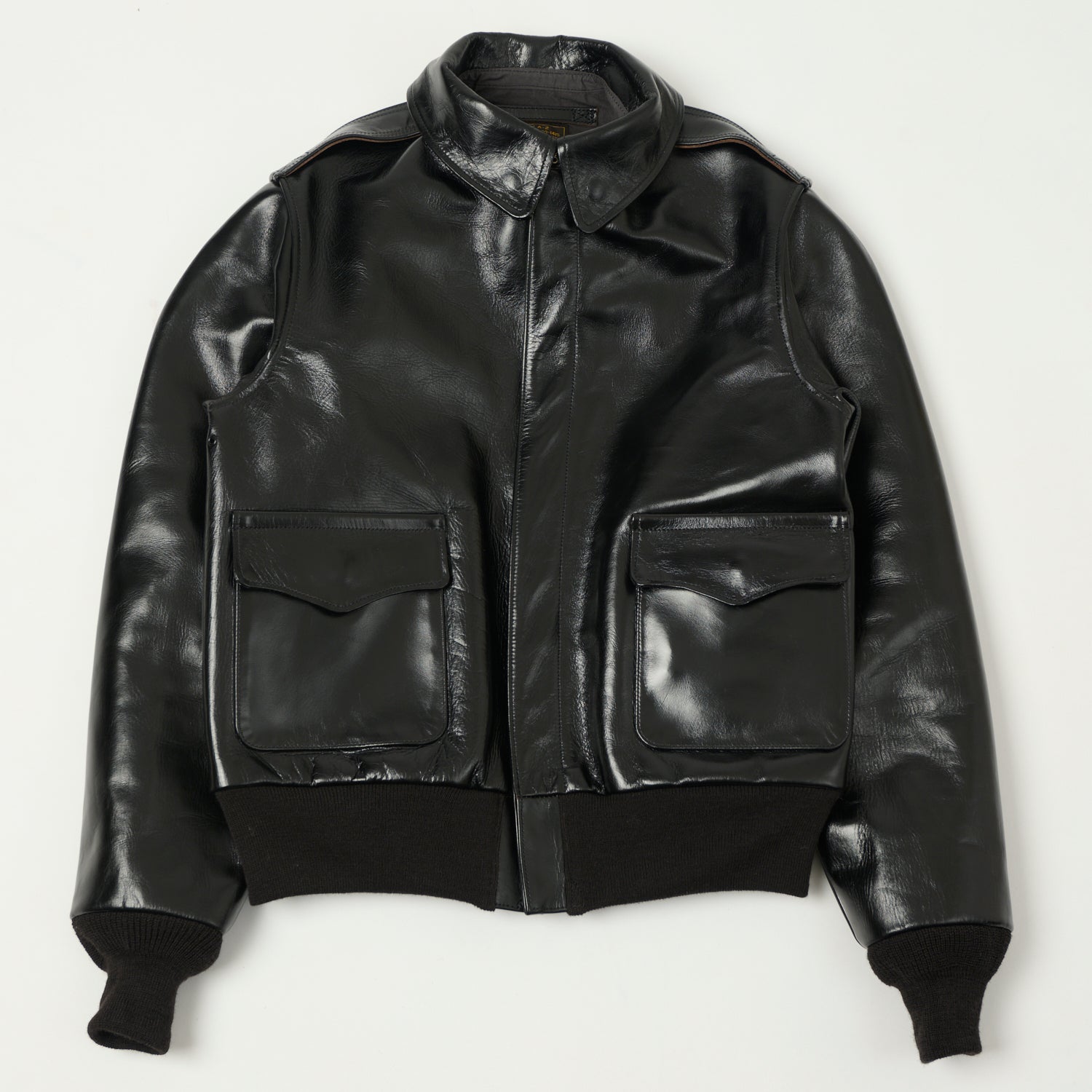 Buzz Rickson's x William Gibson A-2 Rough Wear Leather Flight Jacket - Genuine Black Leather Bomber Jacket for Men | Vintage Military Style Outerwear for Aviation Enthusiasts & Fashion Collectors