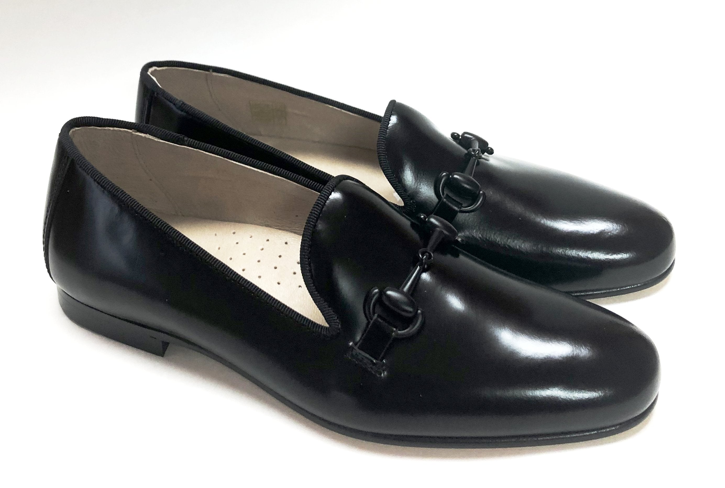 Hoo Black High Shine Chain Loafers for Women - Stylish Slip-On Dress Shoes with Metal Chain Detail - Perfect for Office, Party & Formal Occasions
