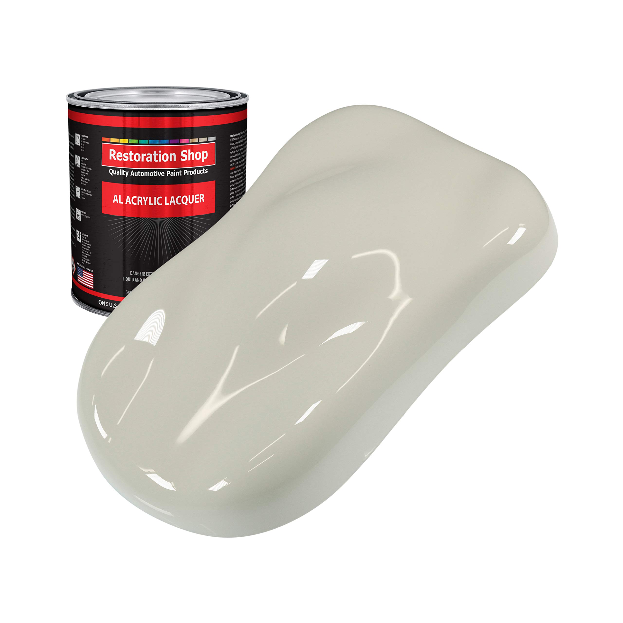 Restoration Shop - Spinnaker White Acrylic Lacquer Auto Paint (1 Quart) - High Gloss Professional Automotive Refinish Coating for Cars, Trucks, Motorcycles, Guitars & Furniture - Perfect for DIY Projects, Touch-Ups and Full Vehicle Restorations