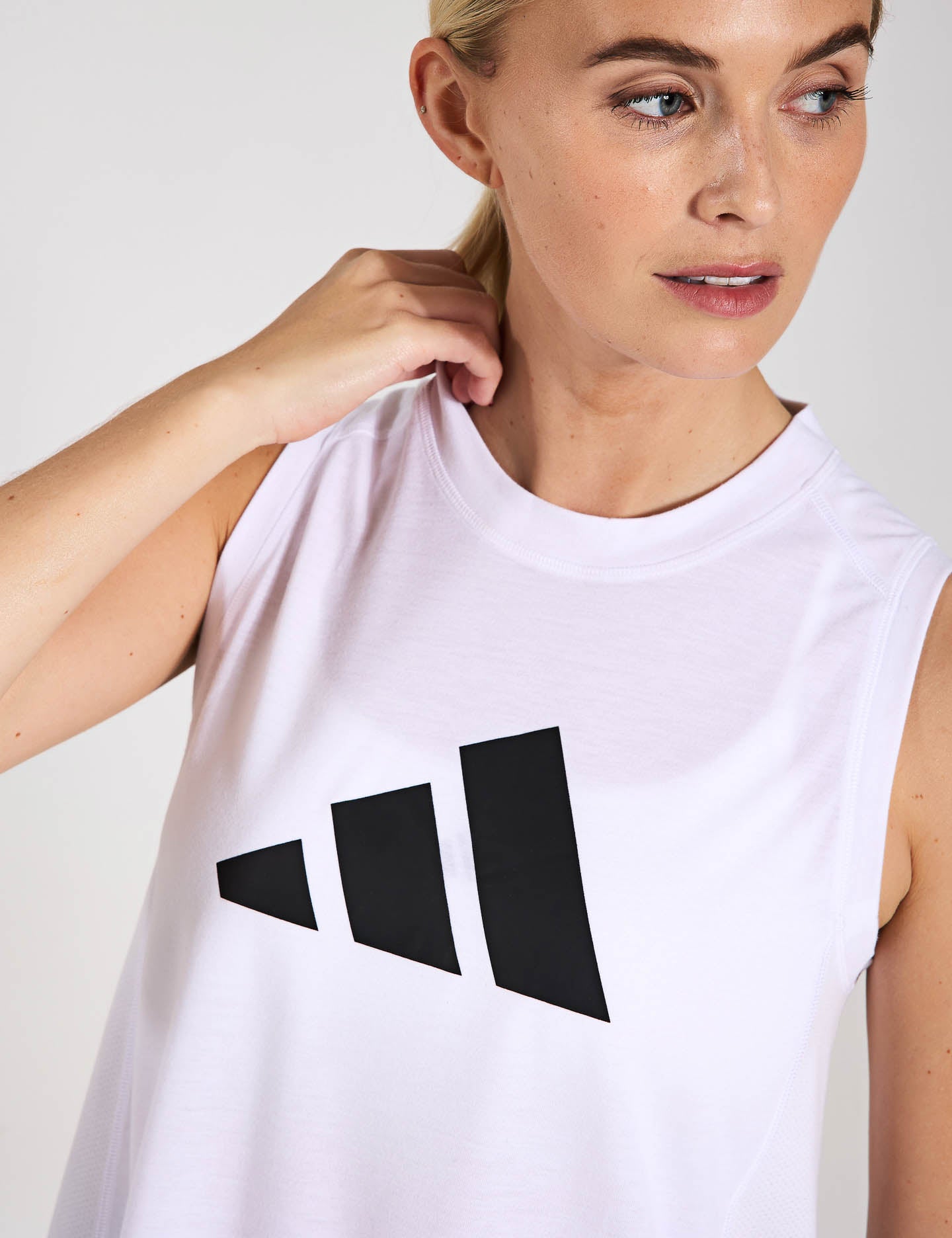 Train Essentials Big Performance Logo Training Tank Top - White/Black - Gym Workout & Running Activewear