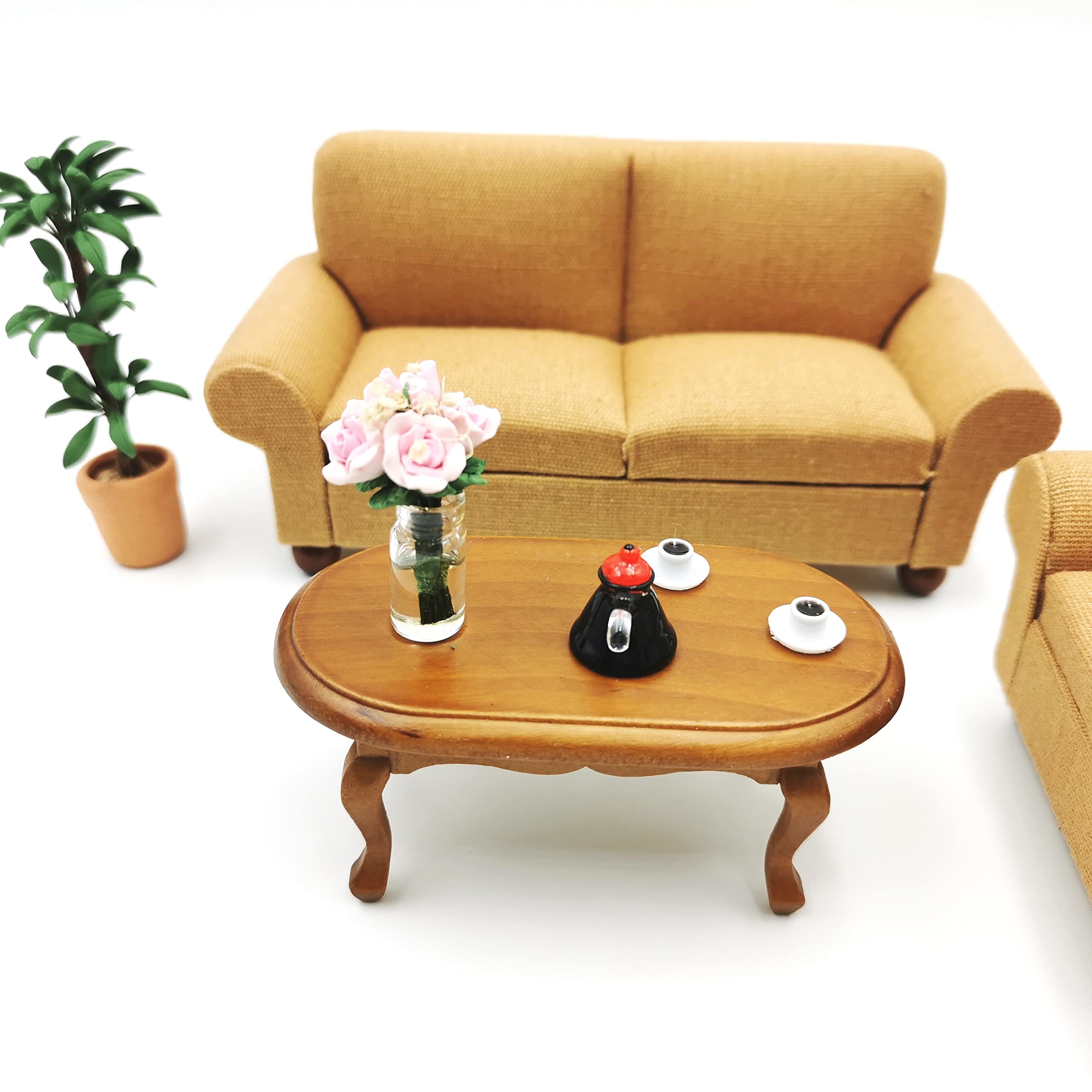 1/12 Scale Miniature Dollhouse Furniture - Teatable Coffee Table for Living Room Decor, DIY Dollhouse Accessories | Perfect for Dollhouse Enthusiasts, Collectors & Miniature Scenes