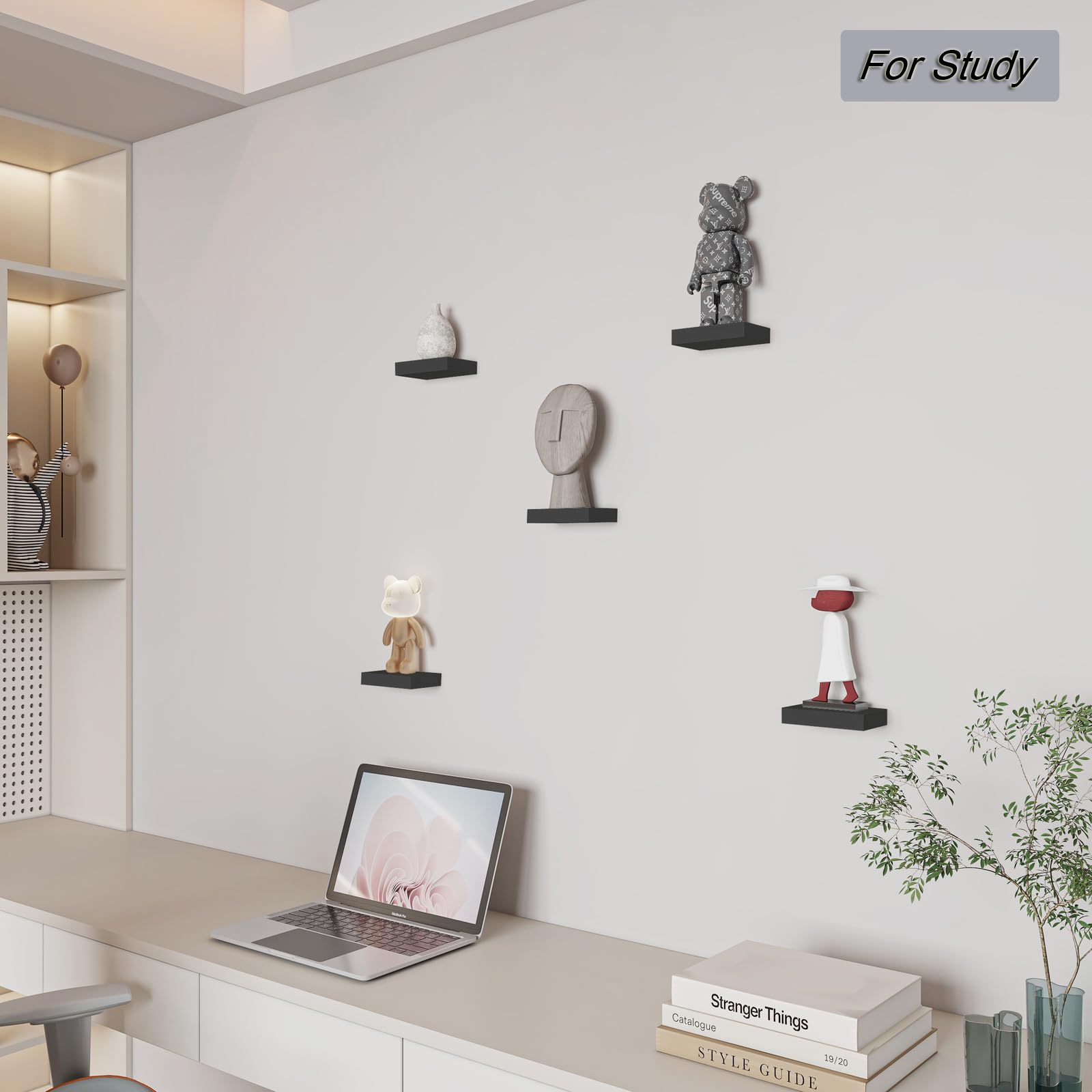 HAO 6 Inch Small Floating Shelf Set of 3 - Wall Mounted Mini Hanging Display Shelves for Living Room, Bedroom, Bathroom - Black | Perfect for Organizing Decor, Books & Essentials in Small Spaces
